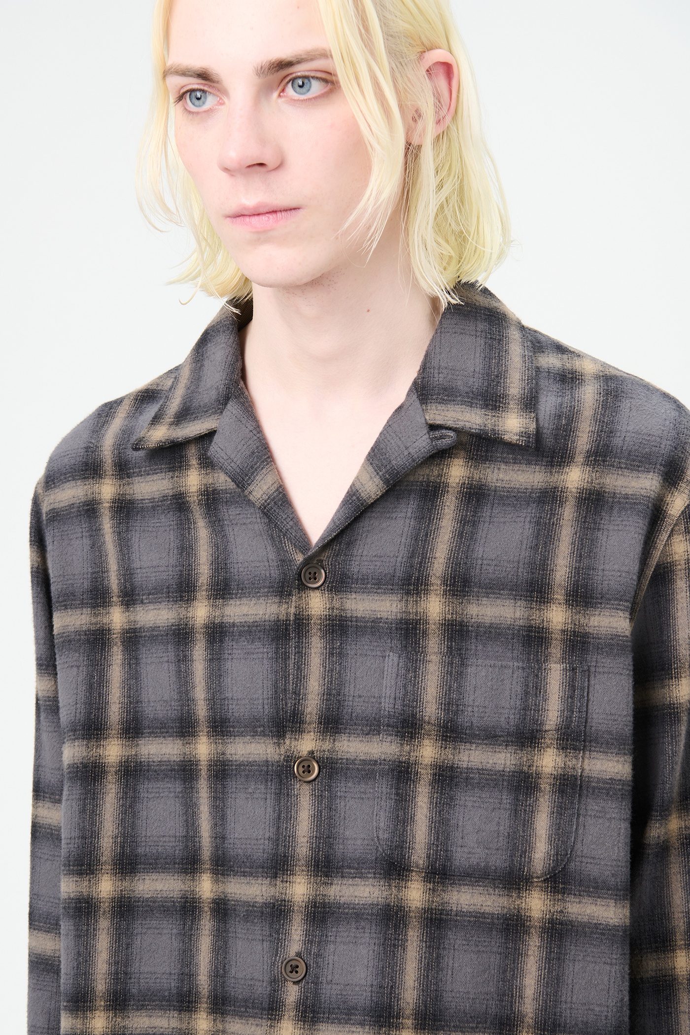 Heusen Shirt Oyster Check Hairy Flannel - 4