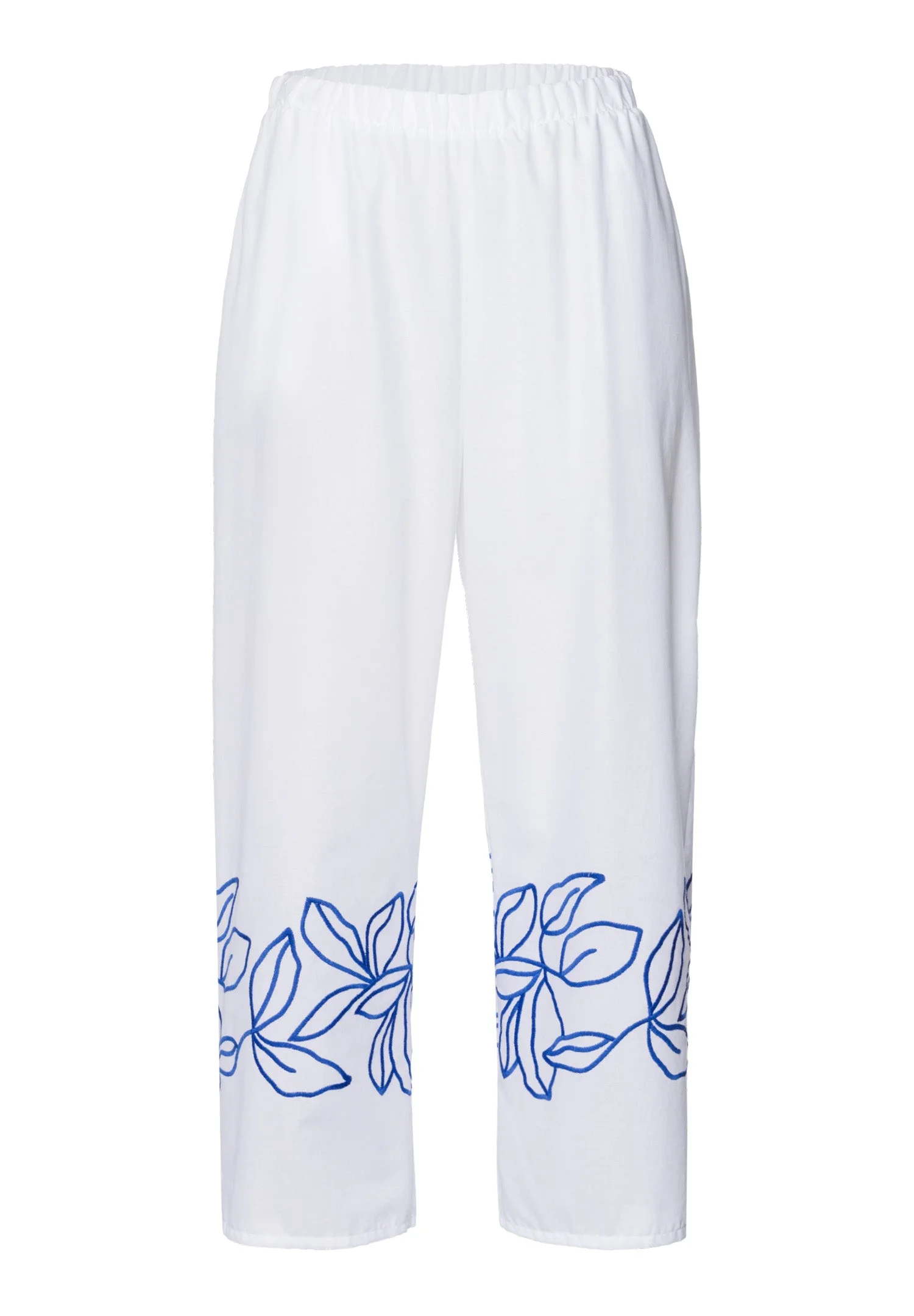 Liz Embroidered Cotton Cropped Pants - 1