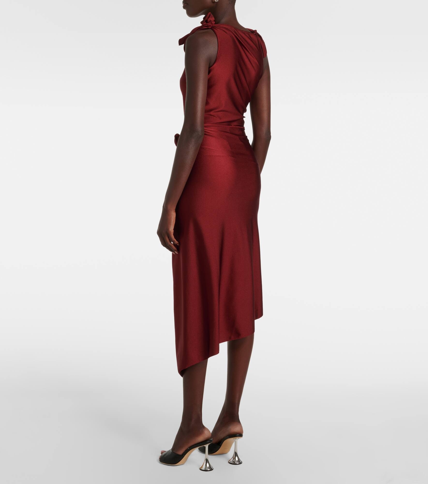 Floral-appliqué asymmetric midi skirt - 3