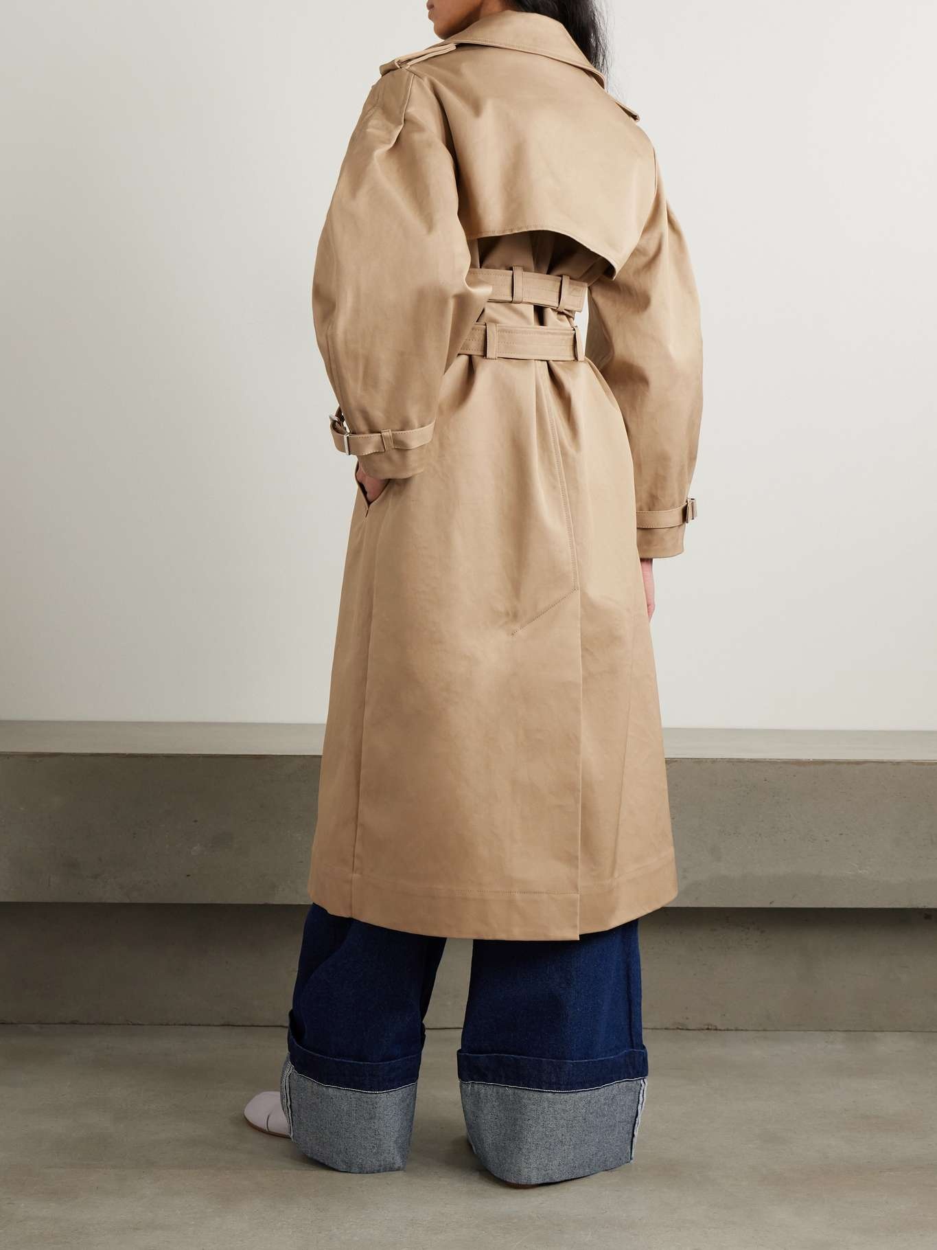 GANNI HEAVY COTTON TWILL MIDI TRENCH COAT Ganni Trench coats