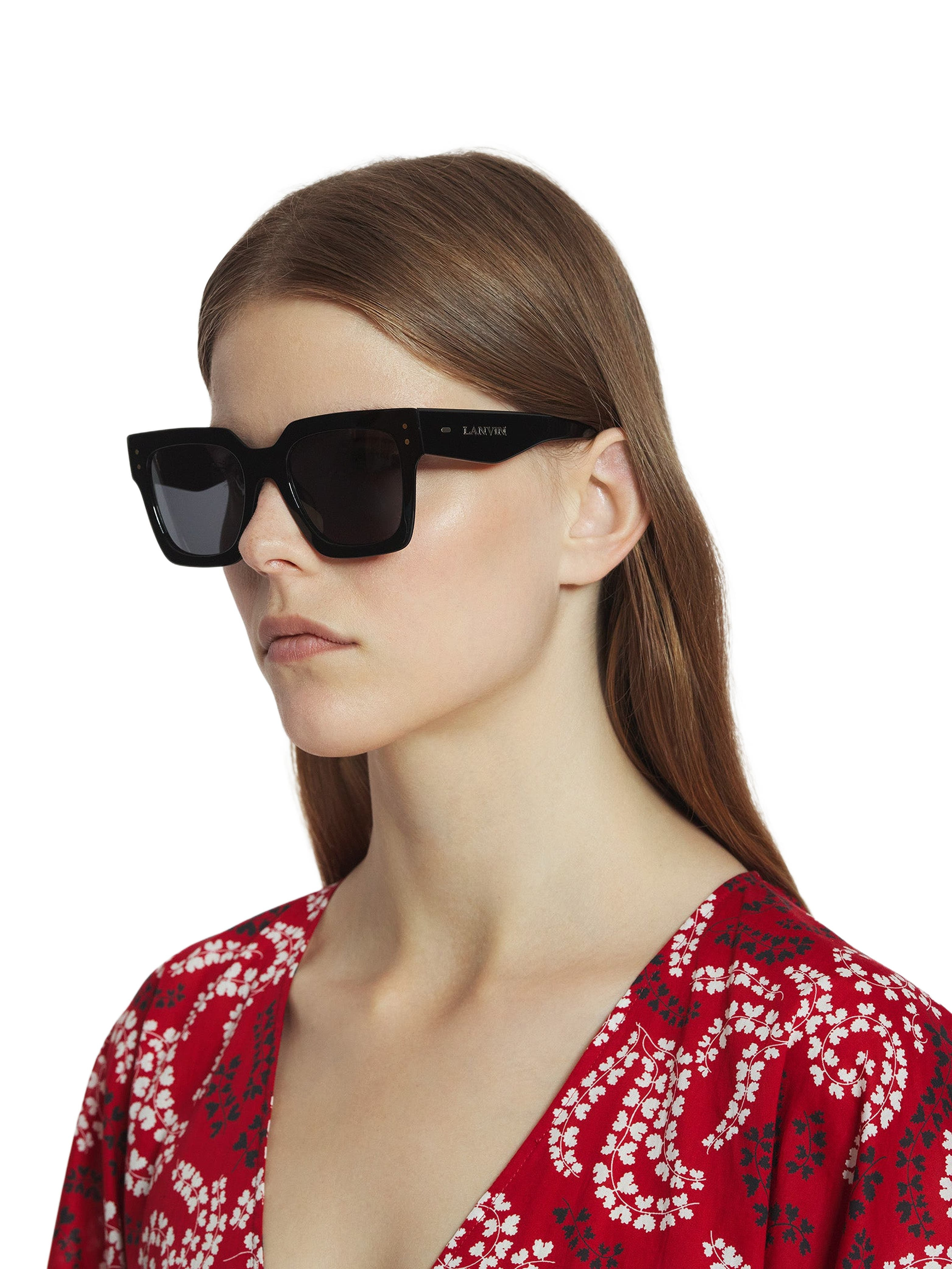 Lunettes Maxi Rectangle Lanvin Signature in Black at Nordstrom - 5