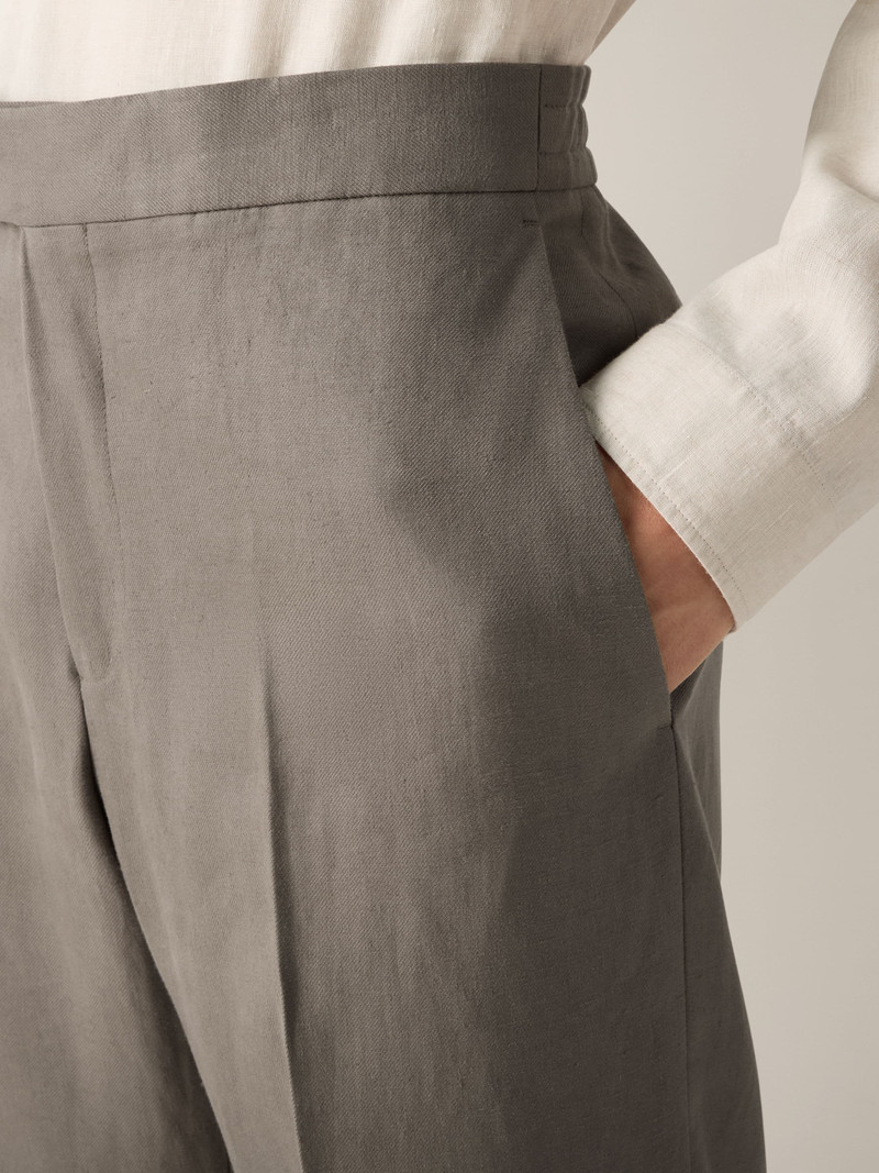ZEGNA DARK TAUPE OASI LINO PANTS outlook