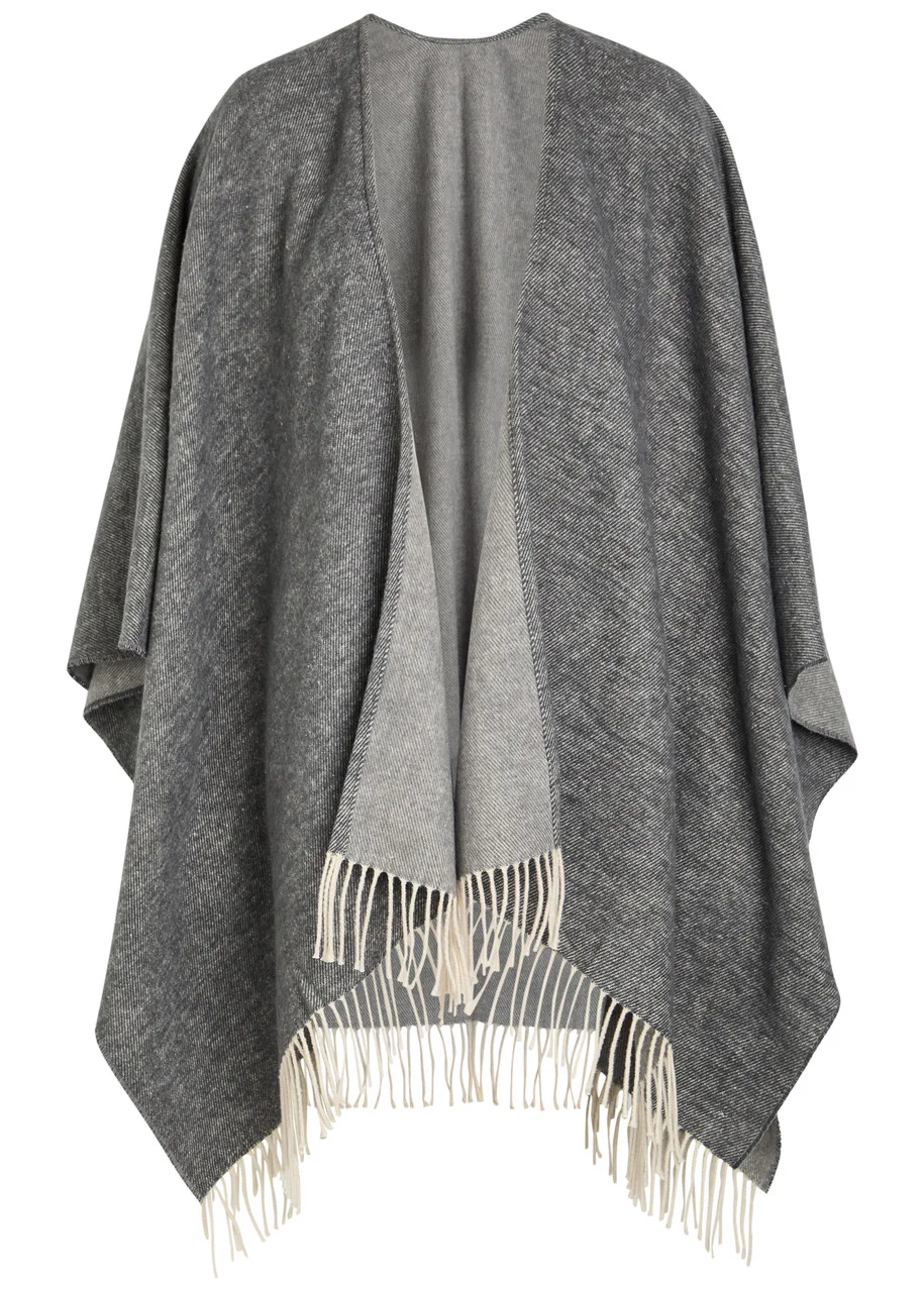 Eileen Fisher Fringed Brushed Cotton-blend Poncho - 1