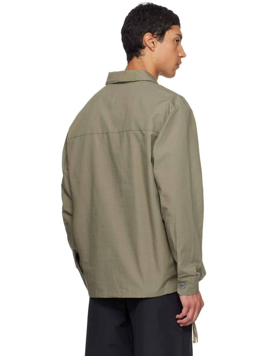 Khaki Cotton Ripstop Pullover Cargo Shirt - 3