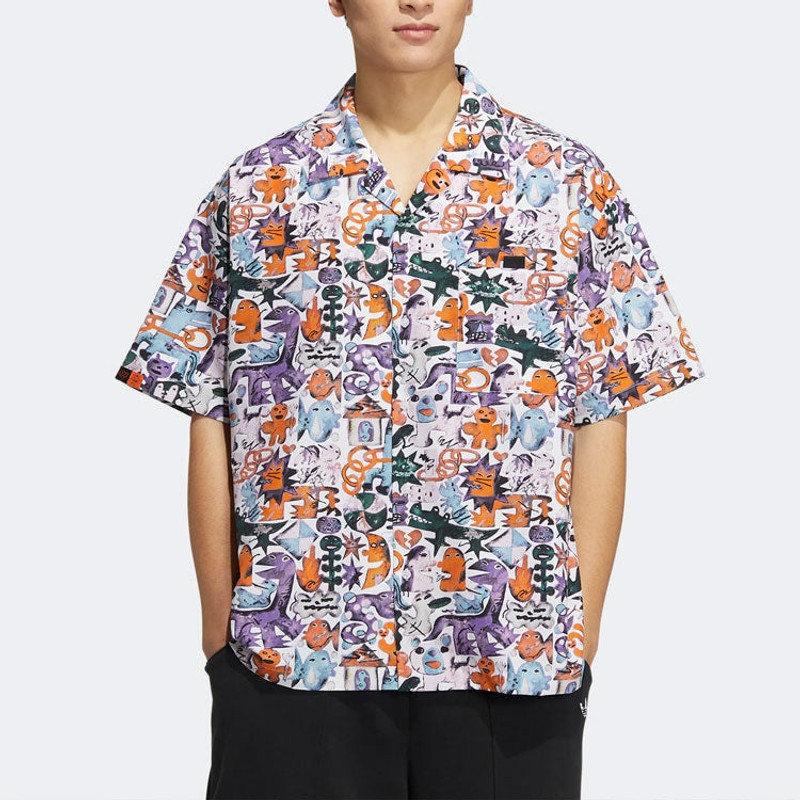 adidas adidas originals KT CO AOP SHIRT Athleisure Casual Sports Short Sleeve Couple Style Printing HR6458 outlook