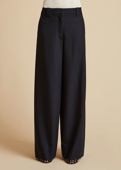 KHAITE The Jacob Pant in Navy and White Stripe outlook