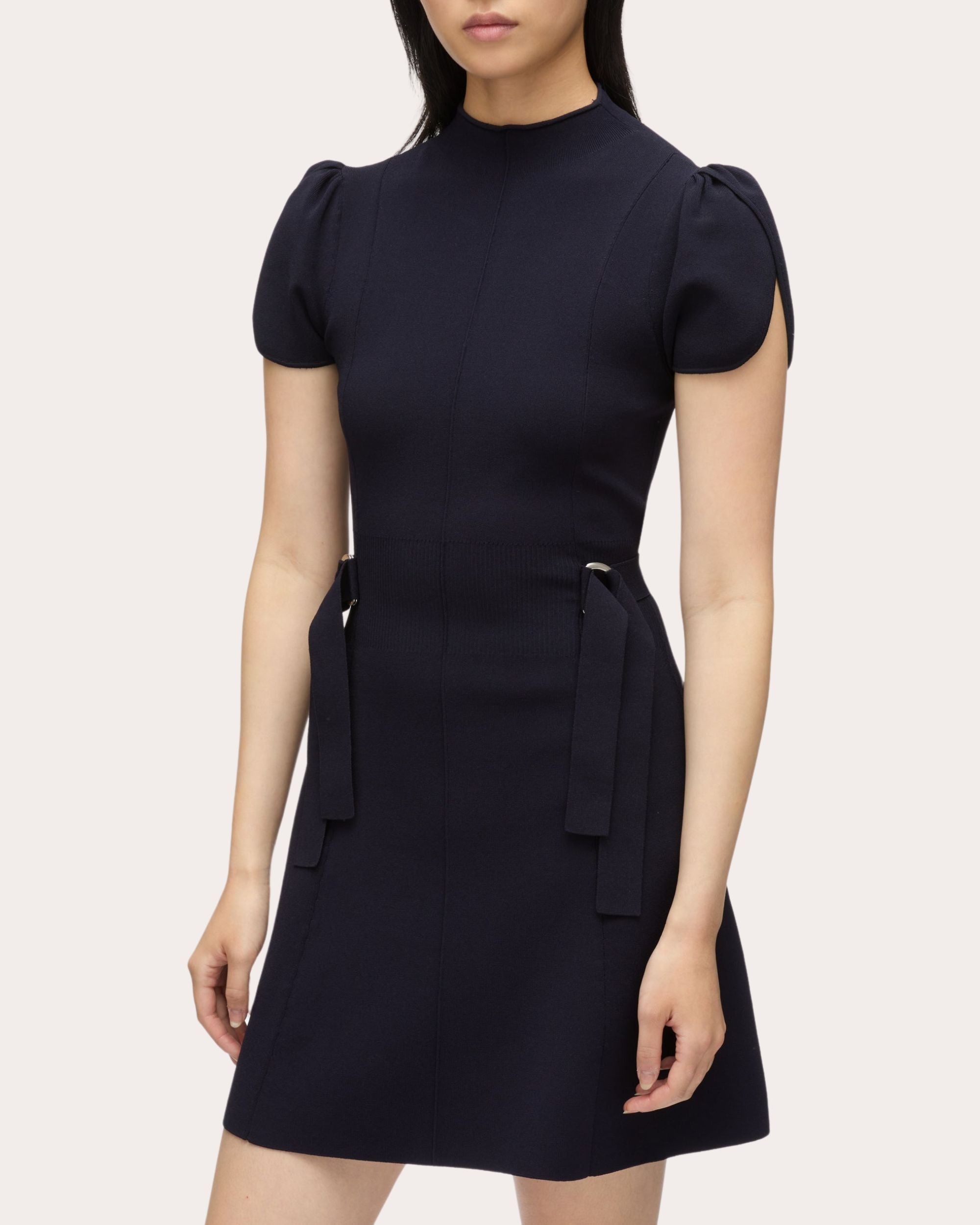 Compact Rib Tulip-Sleeve Mini Dress - 4