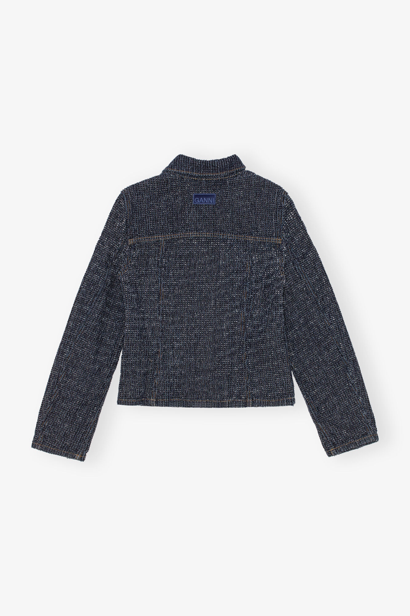 DARK BLUE FLUFFY DENIM BLAZER - 6