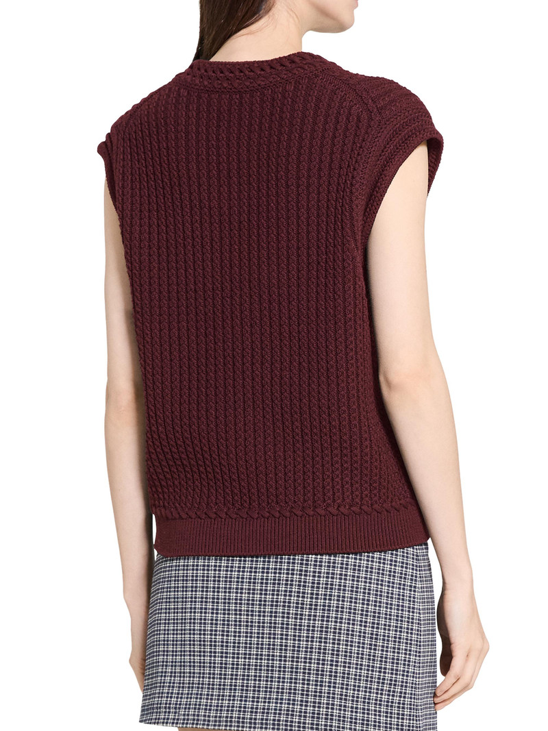 Women's Textured Cotton Vest - Grenache 5