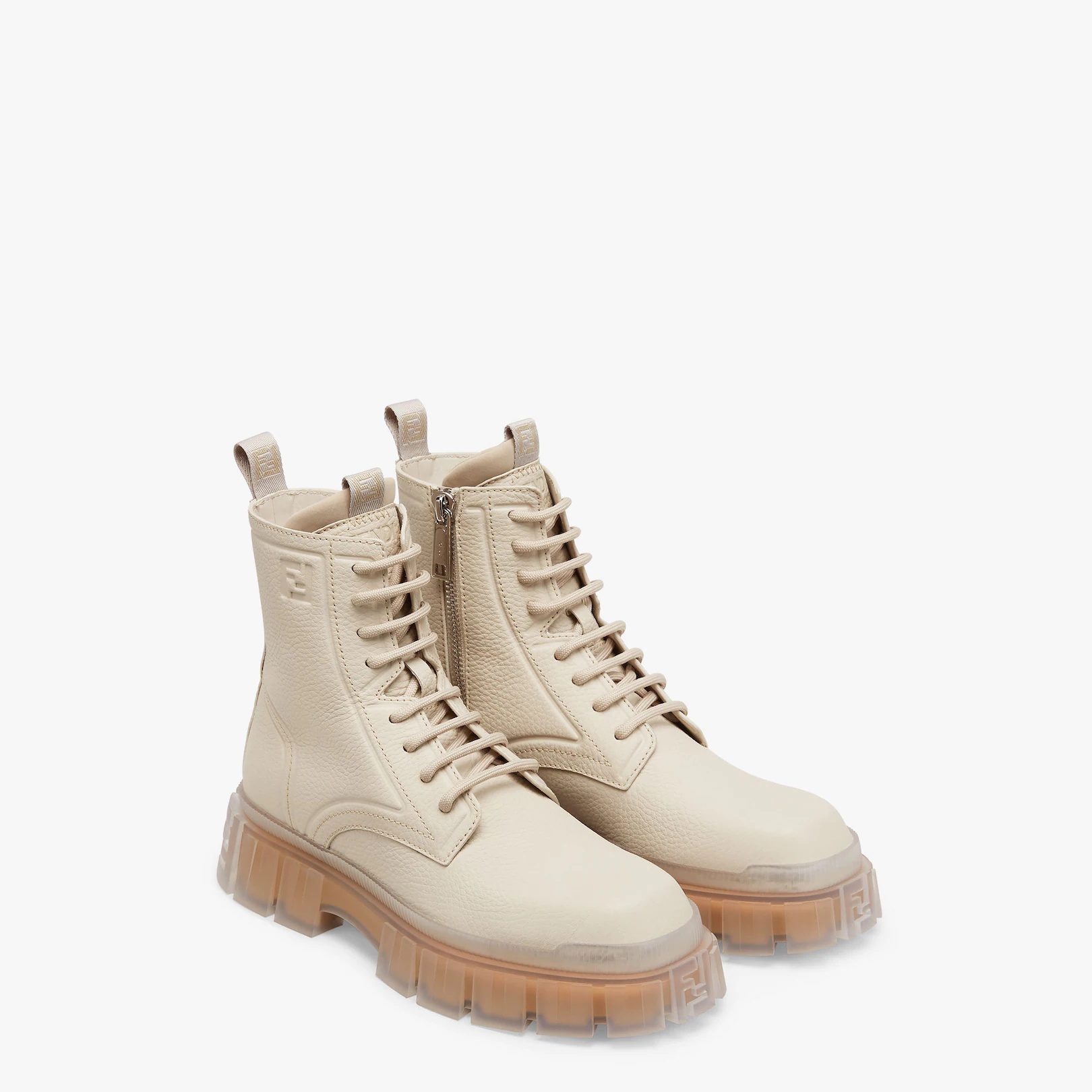 Beige leather ankle boots - 4