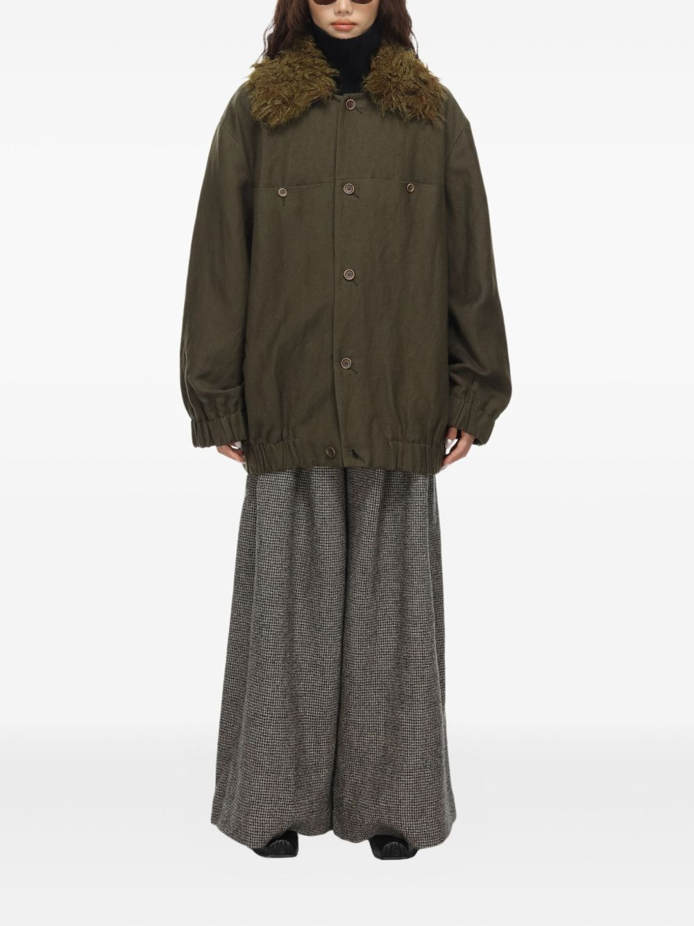 Juel faux-fur collar linen-wool jacket - 2
