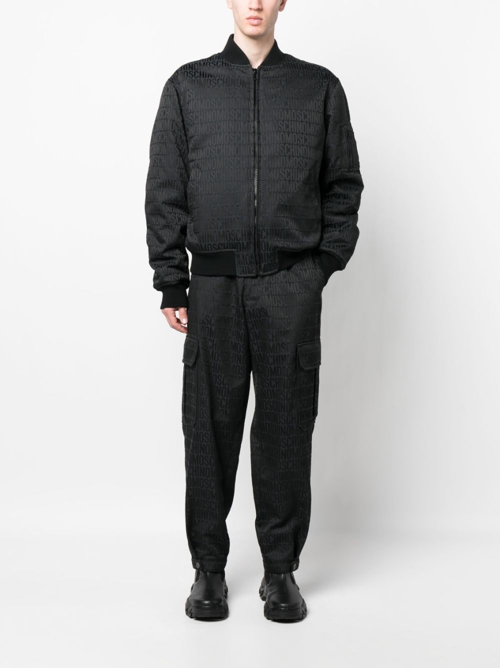 all-over-logo-print cotton bomber jacket - 2