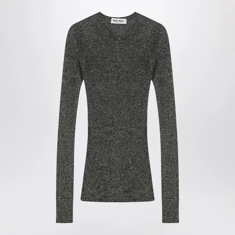 Miu Miu Gray Long-Sleeve Shirt In Lurex Women - 1