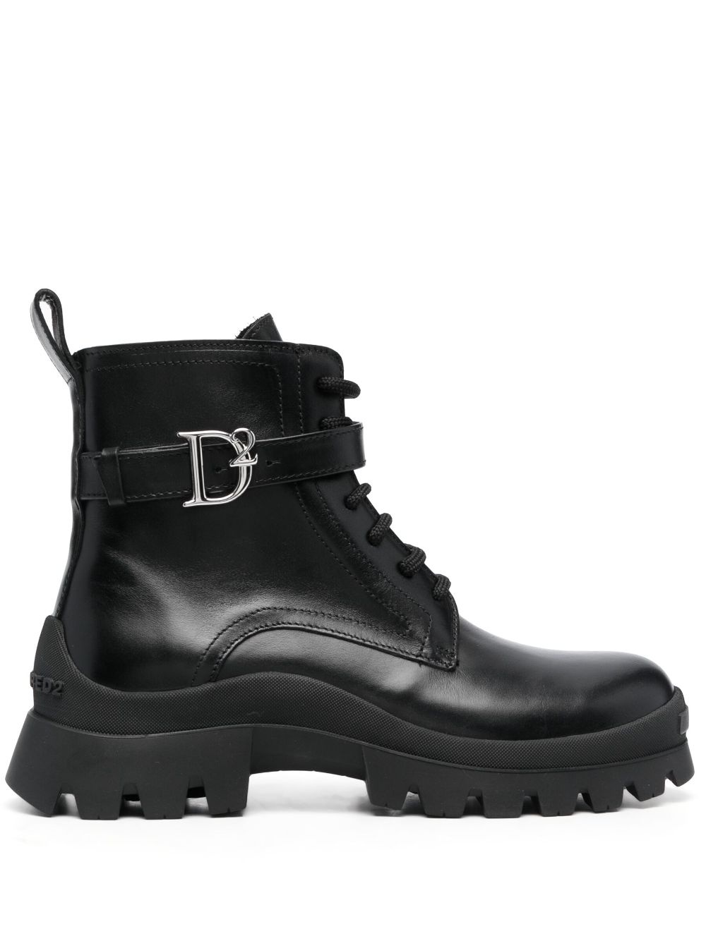 logo-buckle leather ankle boots - 1