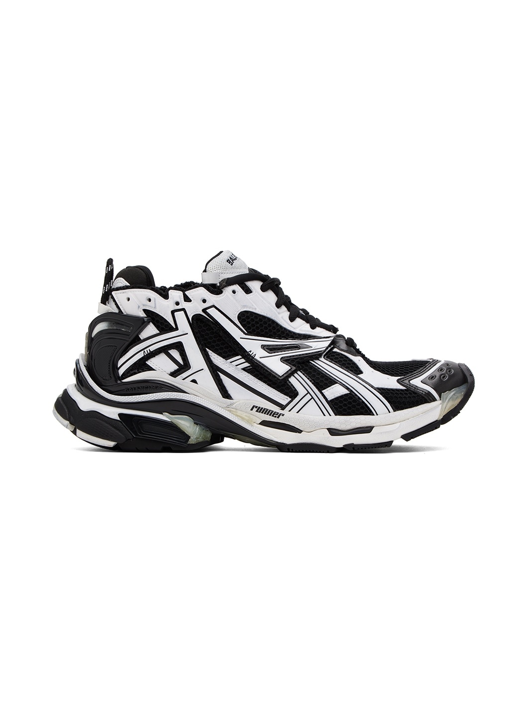 White & Black Runner Sneakers - 1