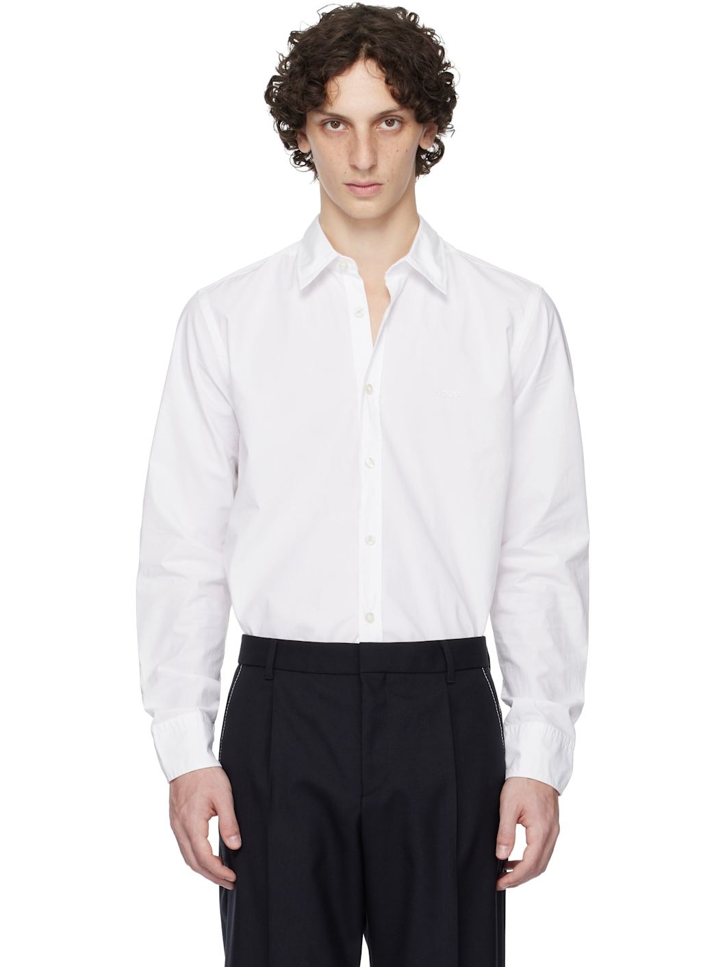White Regular-Fit Cotton Poplin Shirt - 1