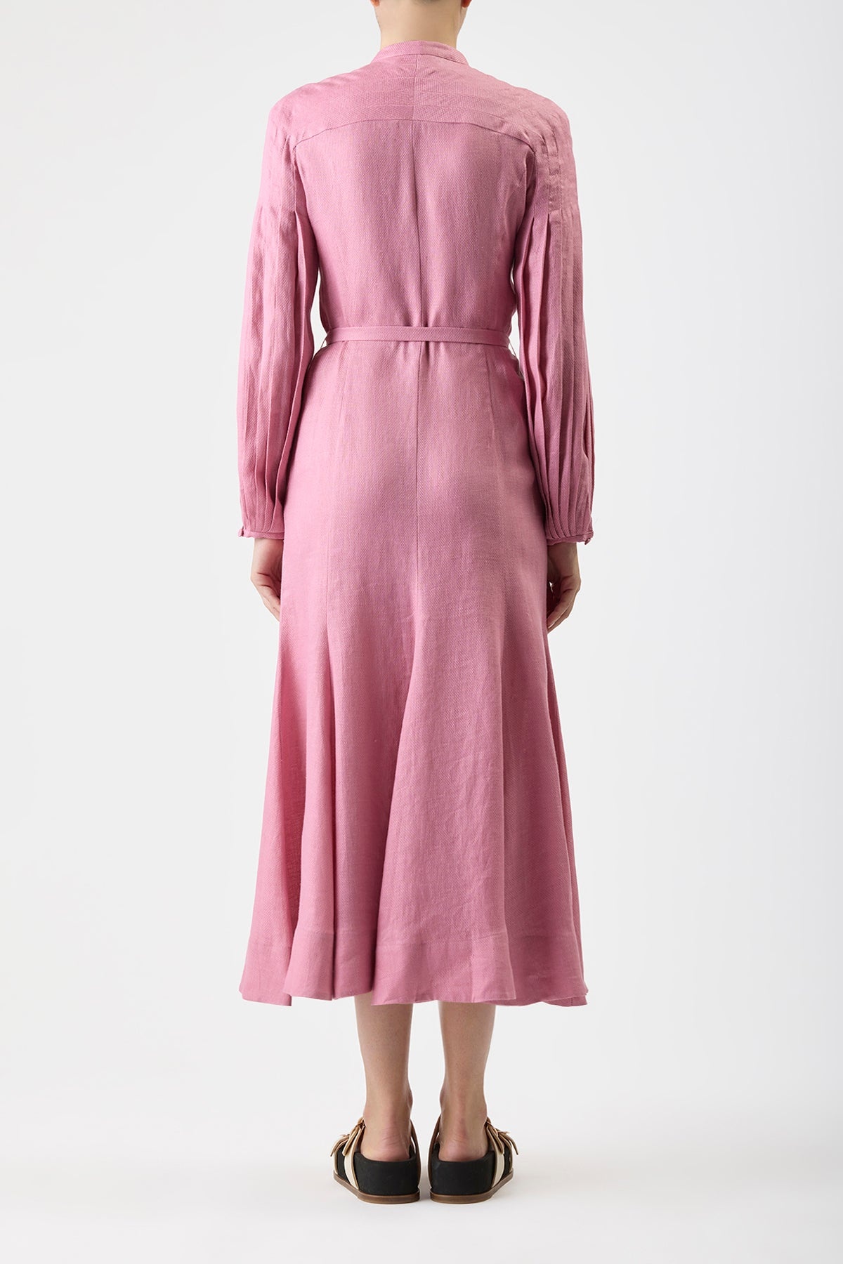 Lydia Dress with Slip in Rose Quartz Linen - 4