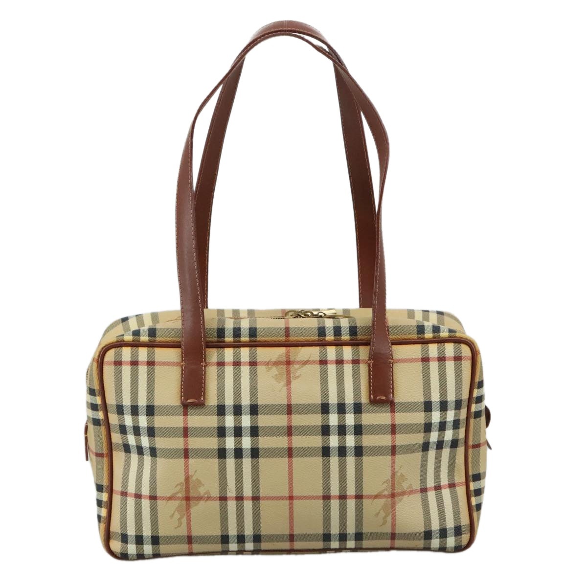 Burberry Nova Check Shoulder Bag Pvc Leather Beige - 2