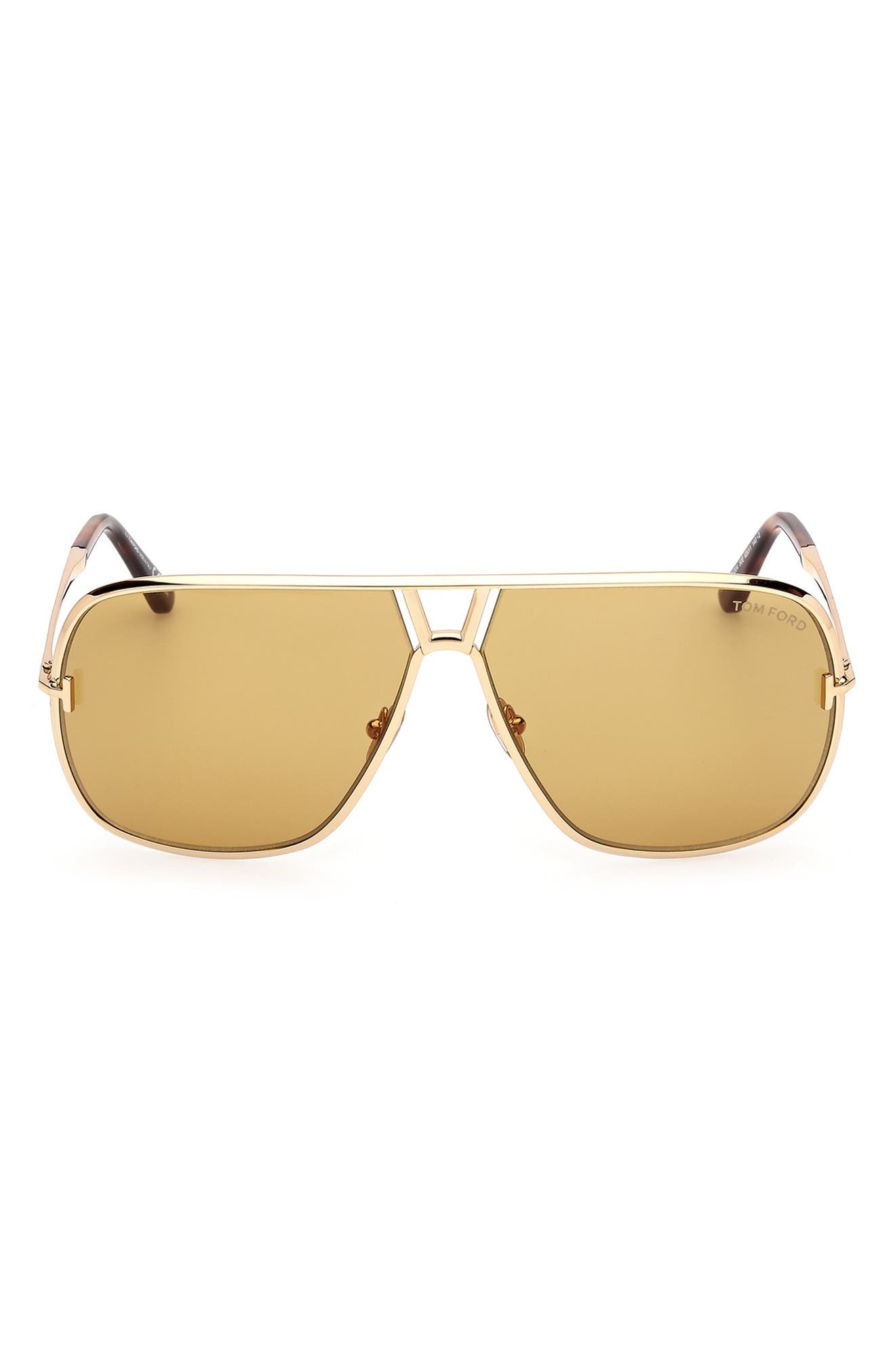 TOM FORD Stavros 63mm Oversize Navigator Sunglasses in Shiny Gold /Classic Havana at Nordstrom - 1