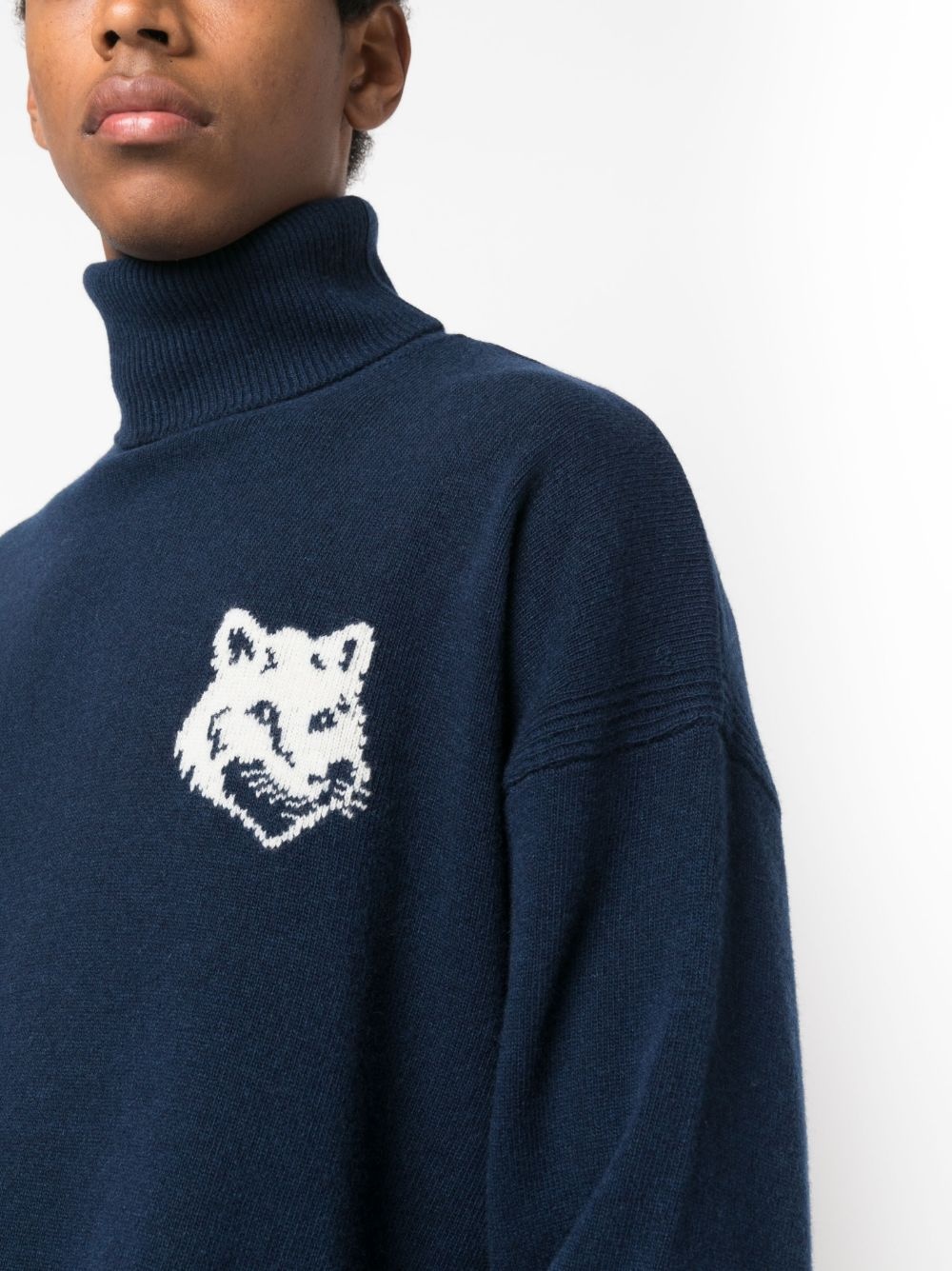 intarsia-knit fox-head wool jumper - 5