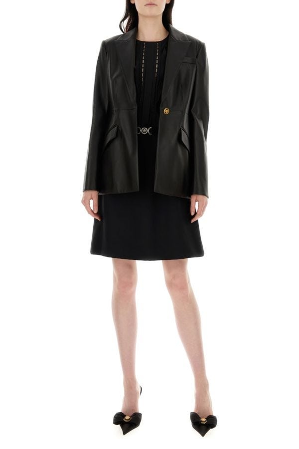 ワンピース VERSACE BLACK GEORGETTE MINI DRESS VERSACE Black georgette mini dress | gebnegozionline