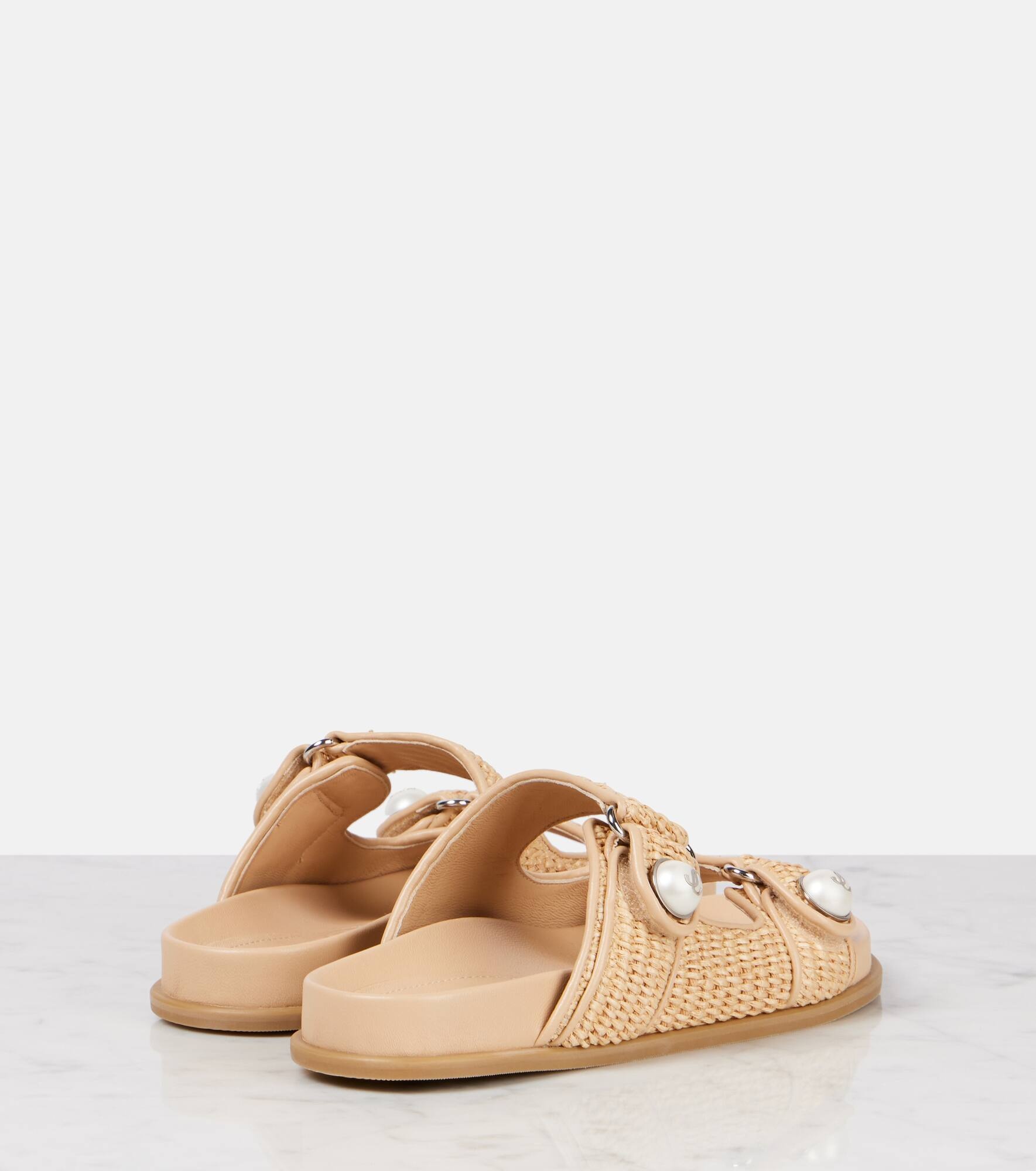 Fayence leather-trimmed raffia sandals - 2