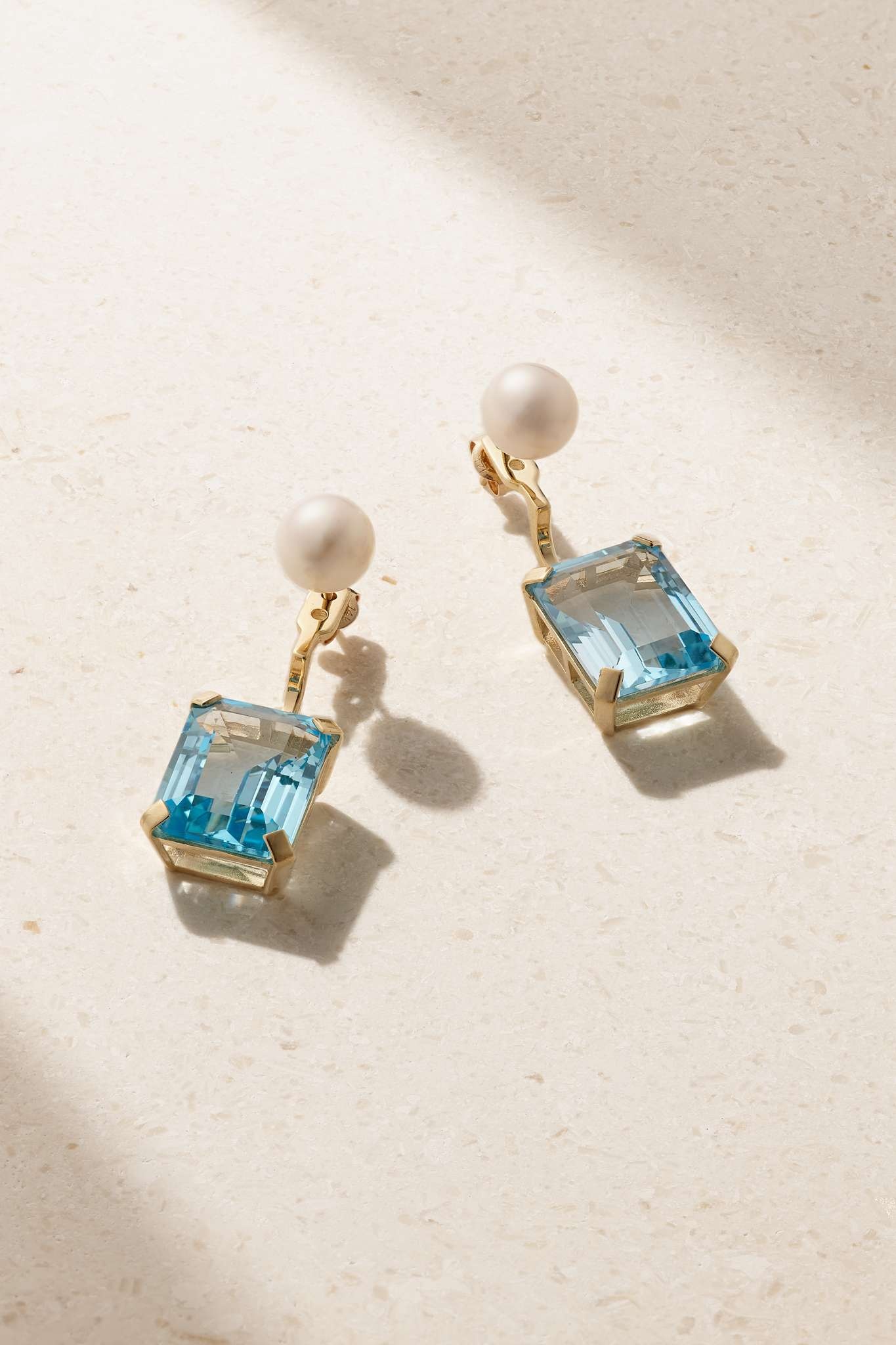 Convertible 18-karat gold, topaz and pearl earrings - 1