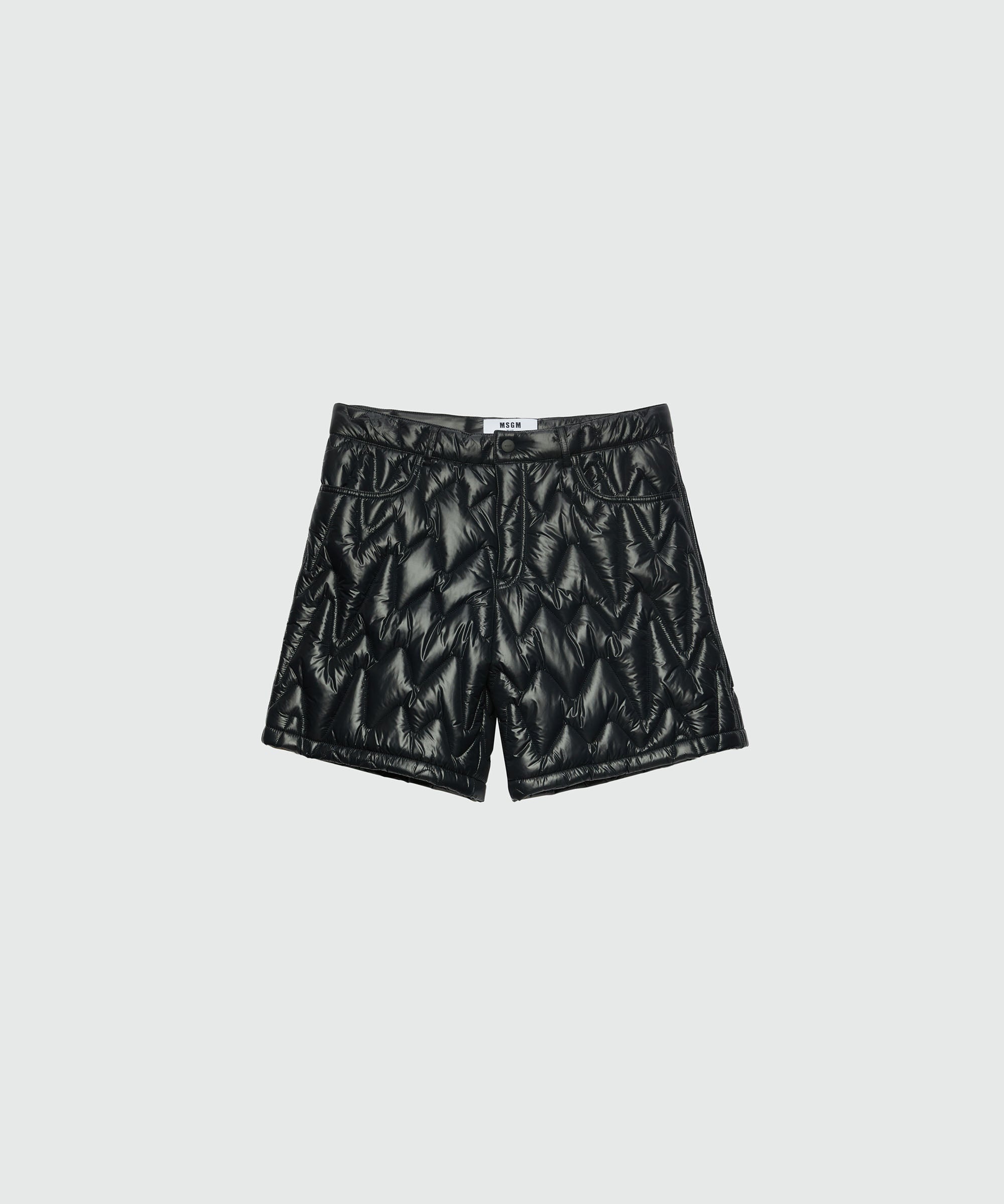 Black quilted "TheMwave" pattern shorts - 1