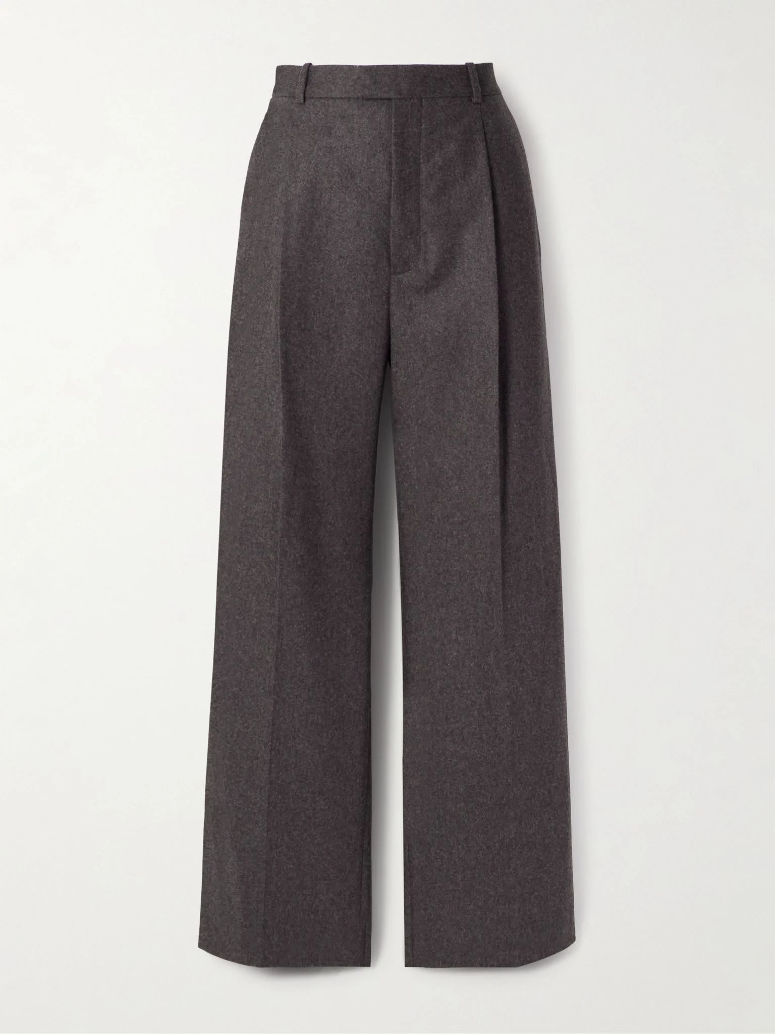 Pleated wool straight-leg pants Dark brown - 1