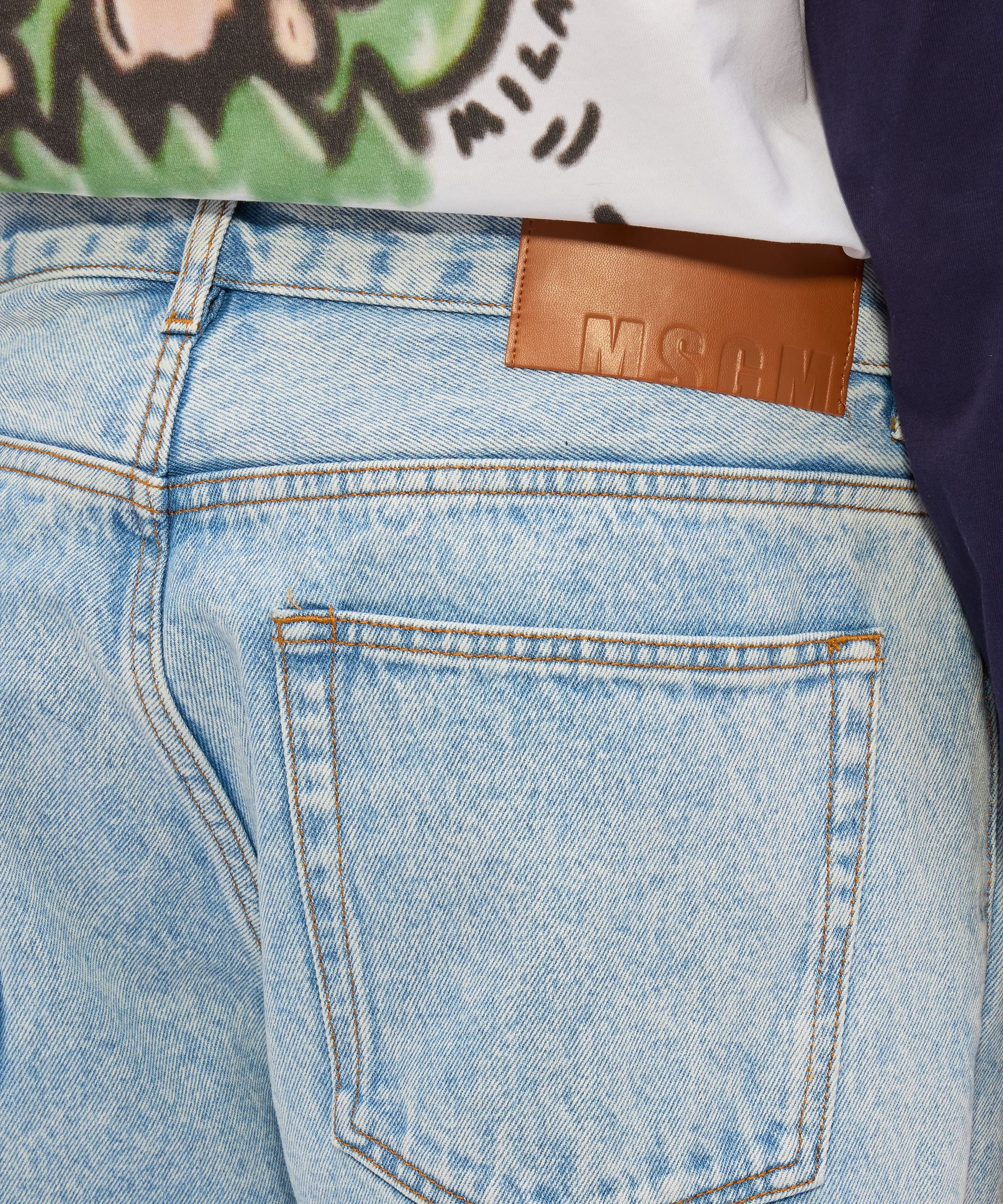 Light blue marbled denim trousers - 2