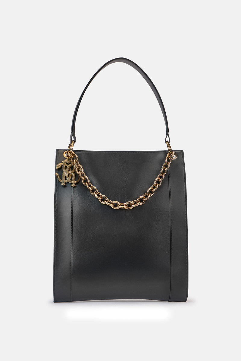 Black Shopper Bag with Chain 1
