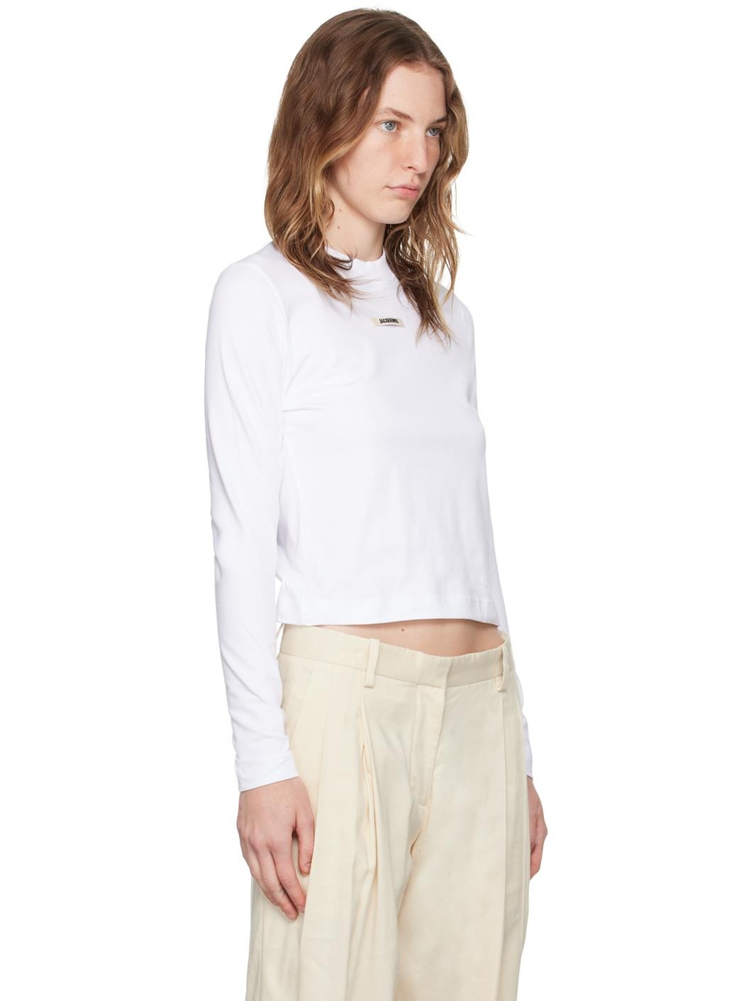 White Les Classiques 'Le t-shirt Gros Grain manches longues' Long Sleeve T-Shirt - 2