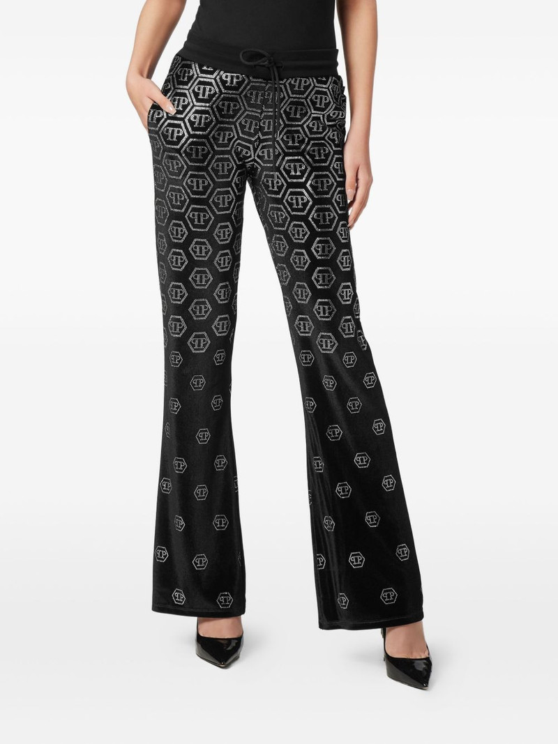monogram-embellished velvet trousers 3