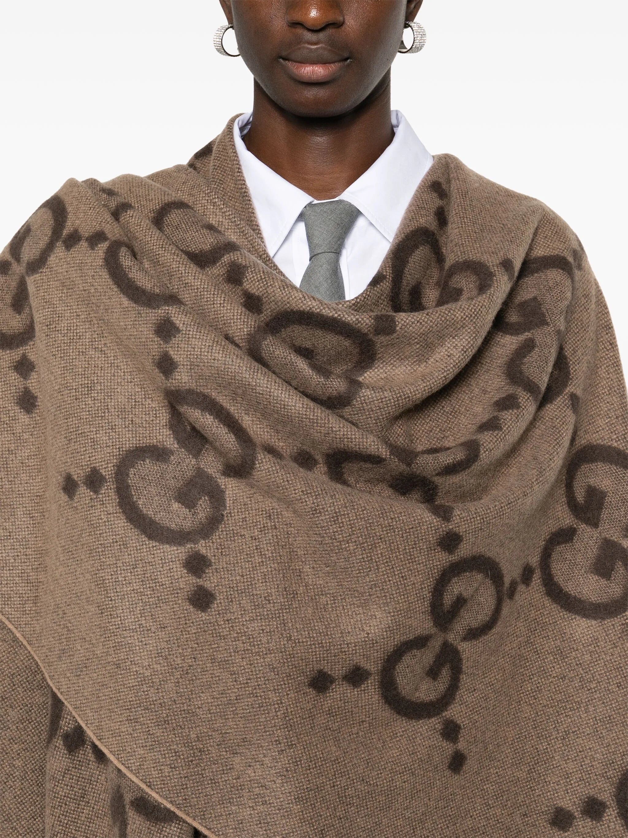 Gucci Jumbo GG-jacquard Cashmere Cape - 3