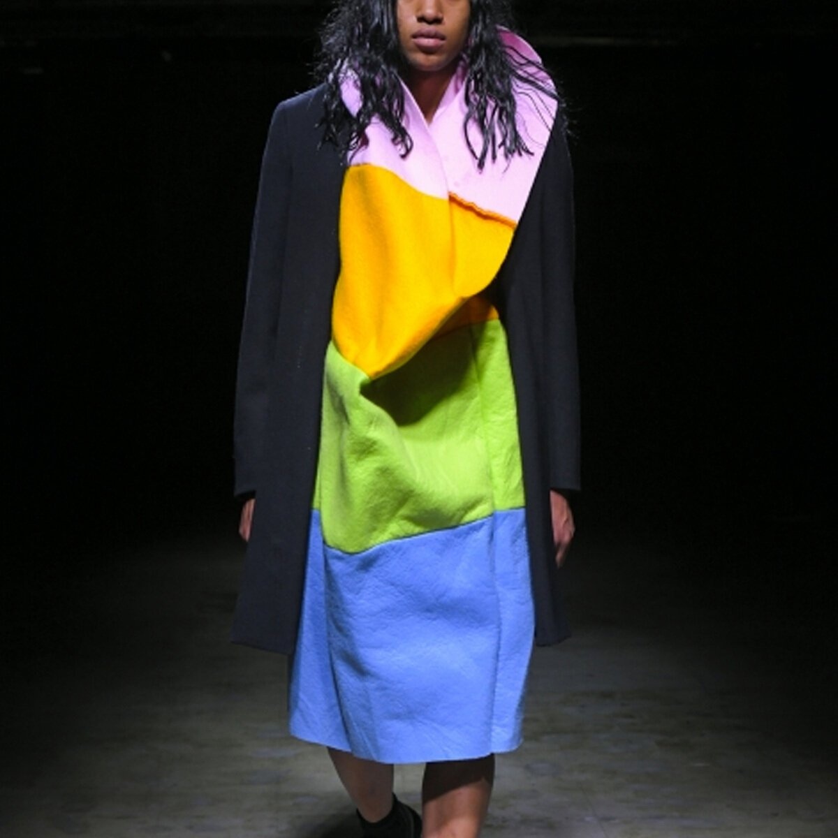 Colour-Block Coat in Multi - 2