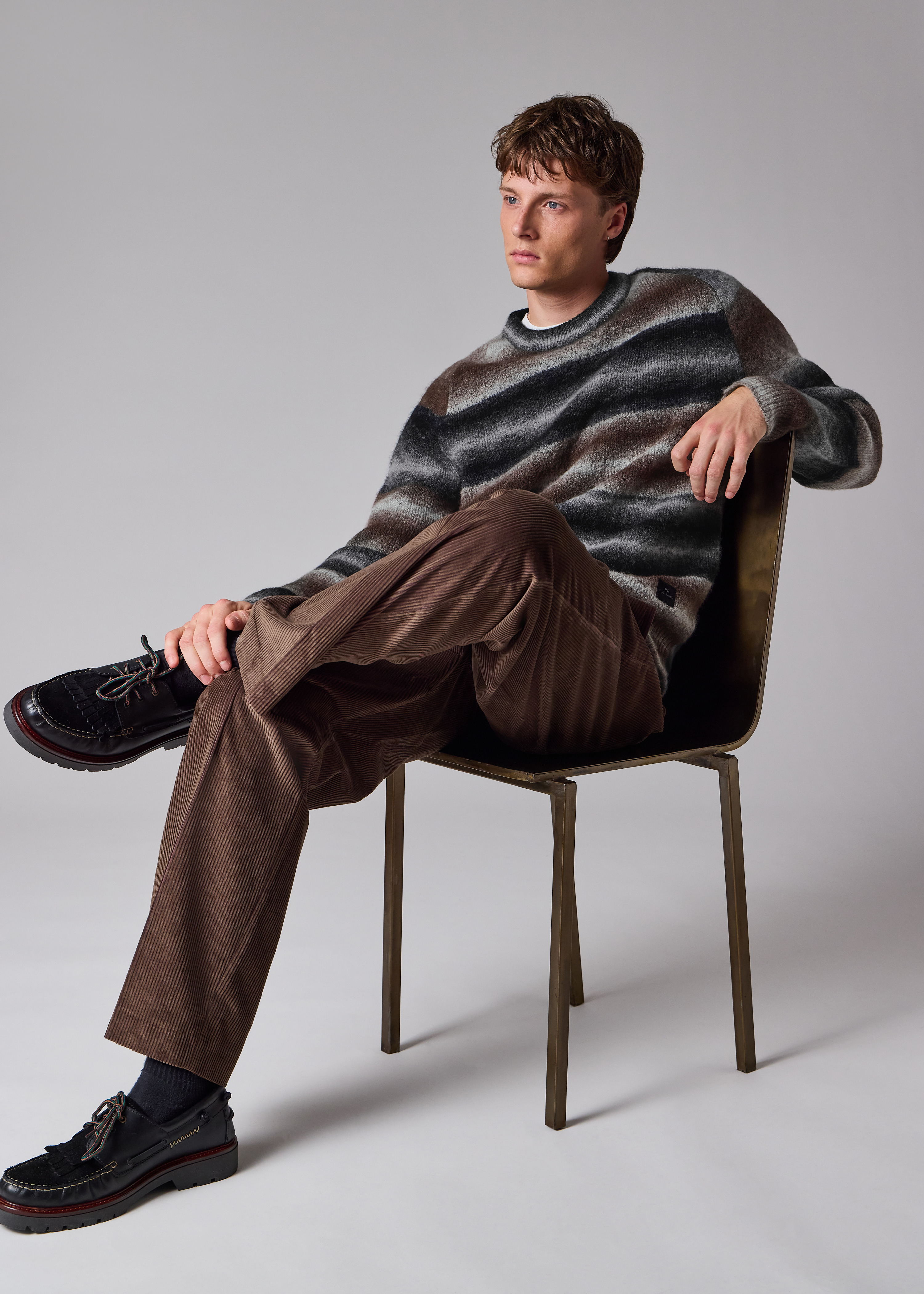 Brown and Black Faded Stripe Sweater - 7