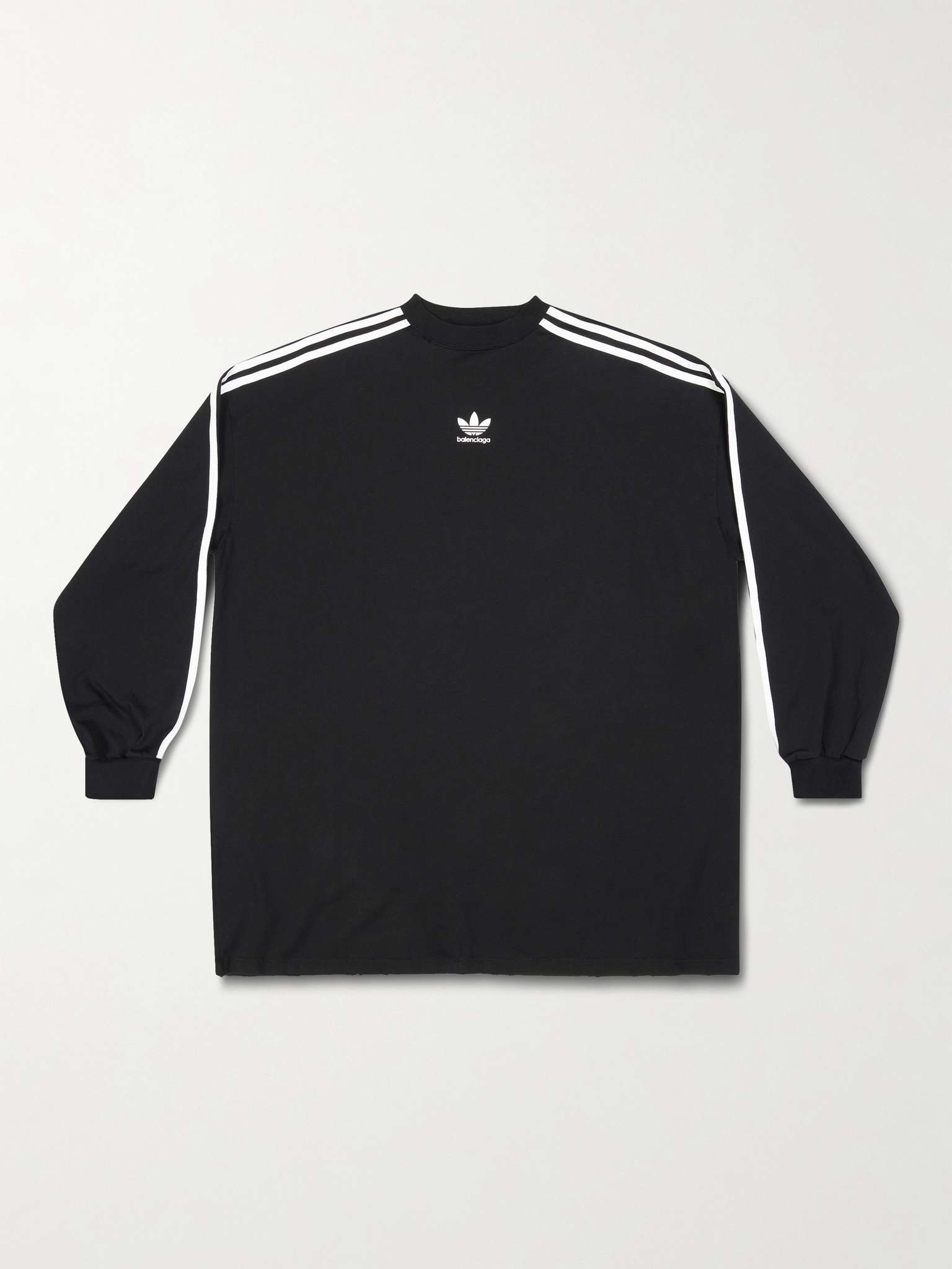 BALENCIAGA + adidas Oversized Striped Logo-Print Cotton-Jersey T 