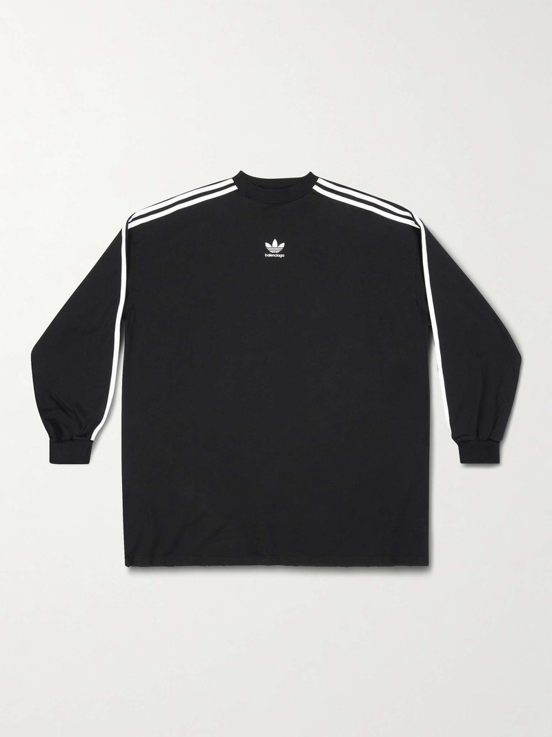 + adidas Oversized Striped Logo-Print Cotton-Jersey T-Shirt - 1