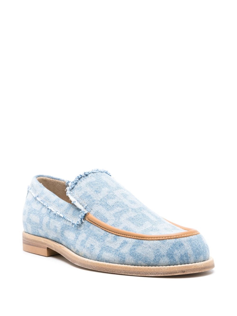 monogram-print denim loafers - 2