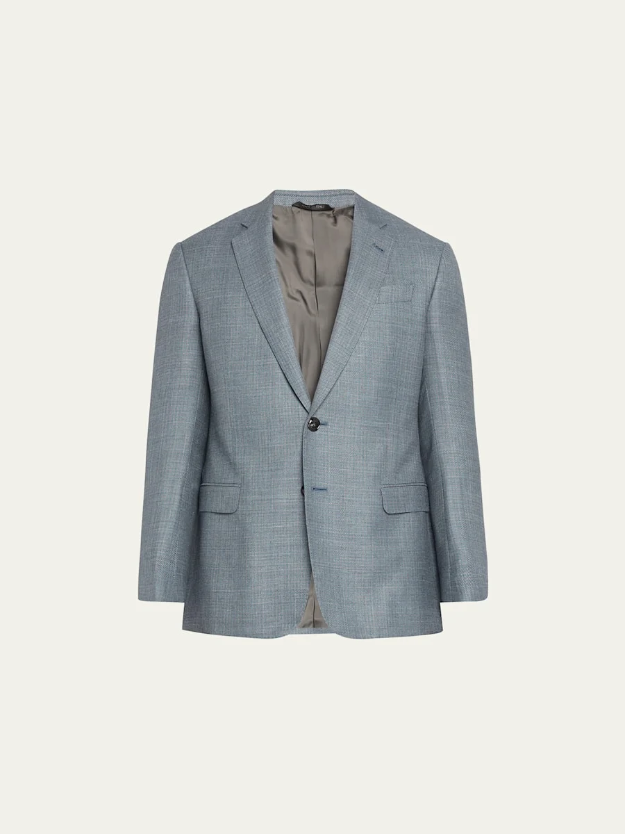 Men's Textured Wool-Blend Dinner Jacket - 1