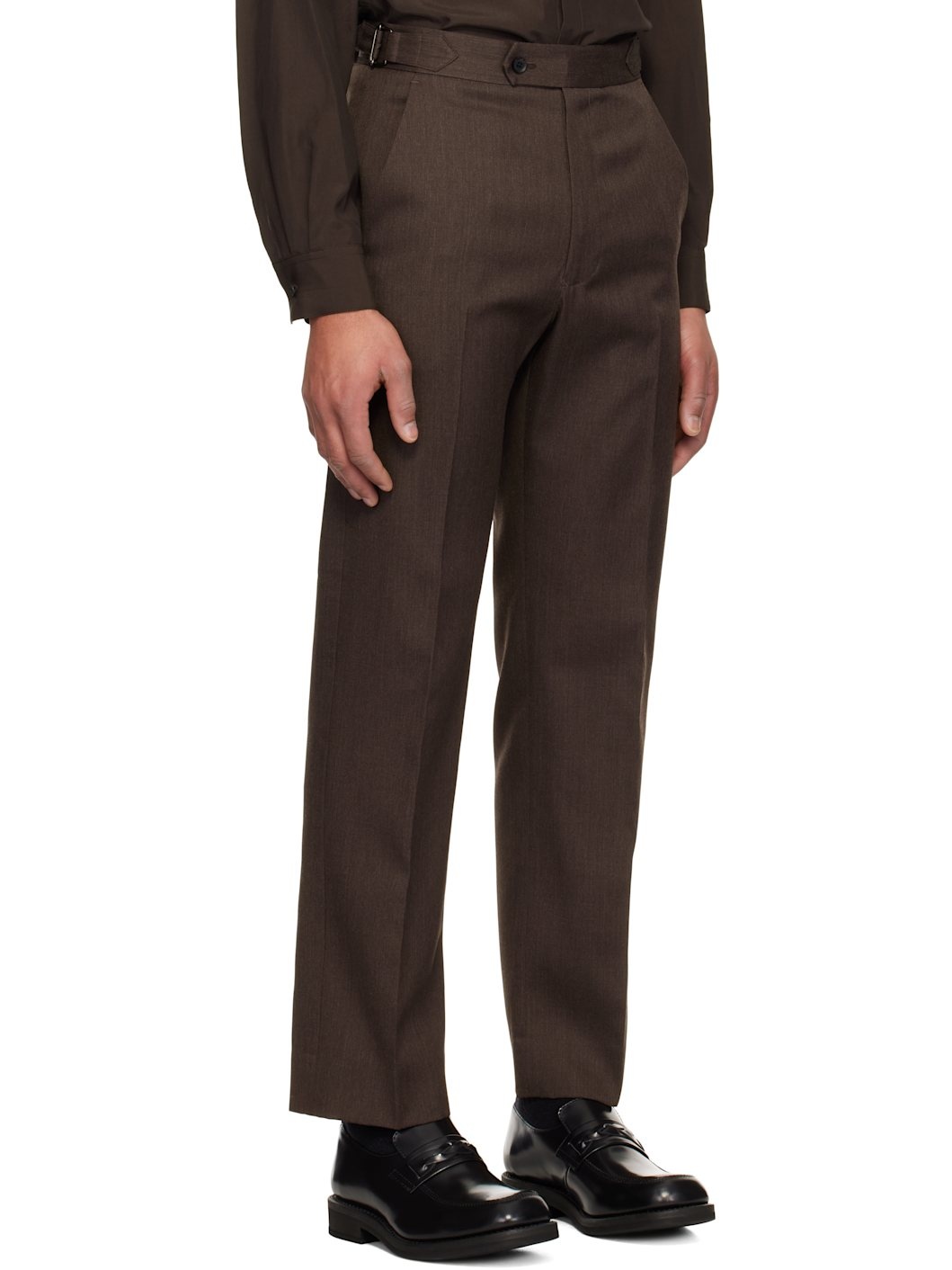 Brown Wool Gabardine Trousers - 2