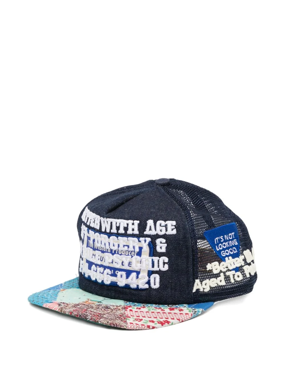 patchwork embroidered baseball cap - 1