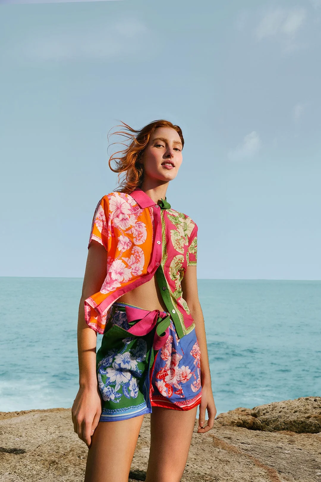 Mixed Scarves Floral Elegance Shirt - 1