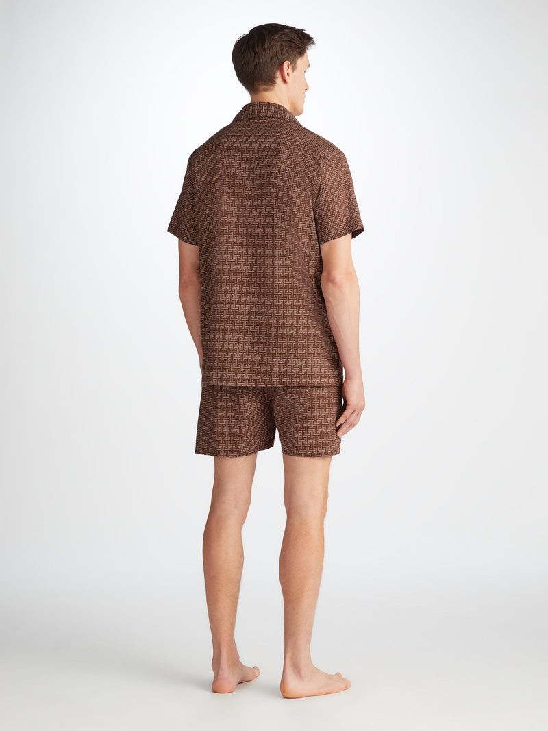 Men's Short Pajamas Ledbury 72 Cotton Batiste Burgundy 5