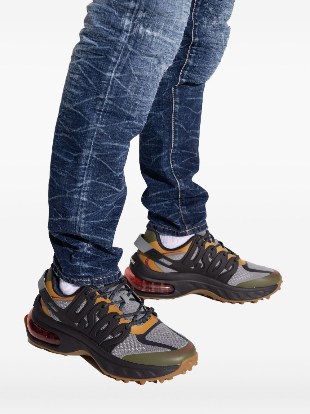 lace-up panelled low-top sneakers - 5