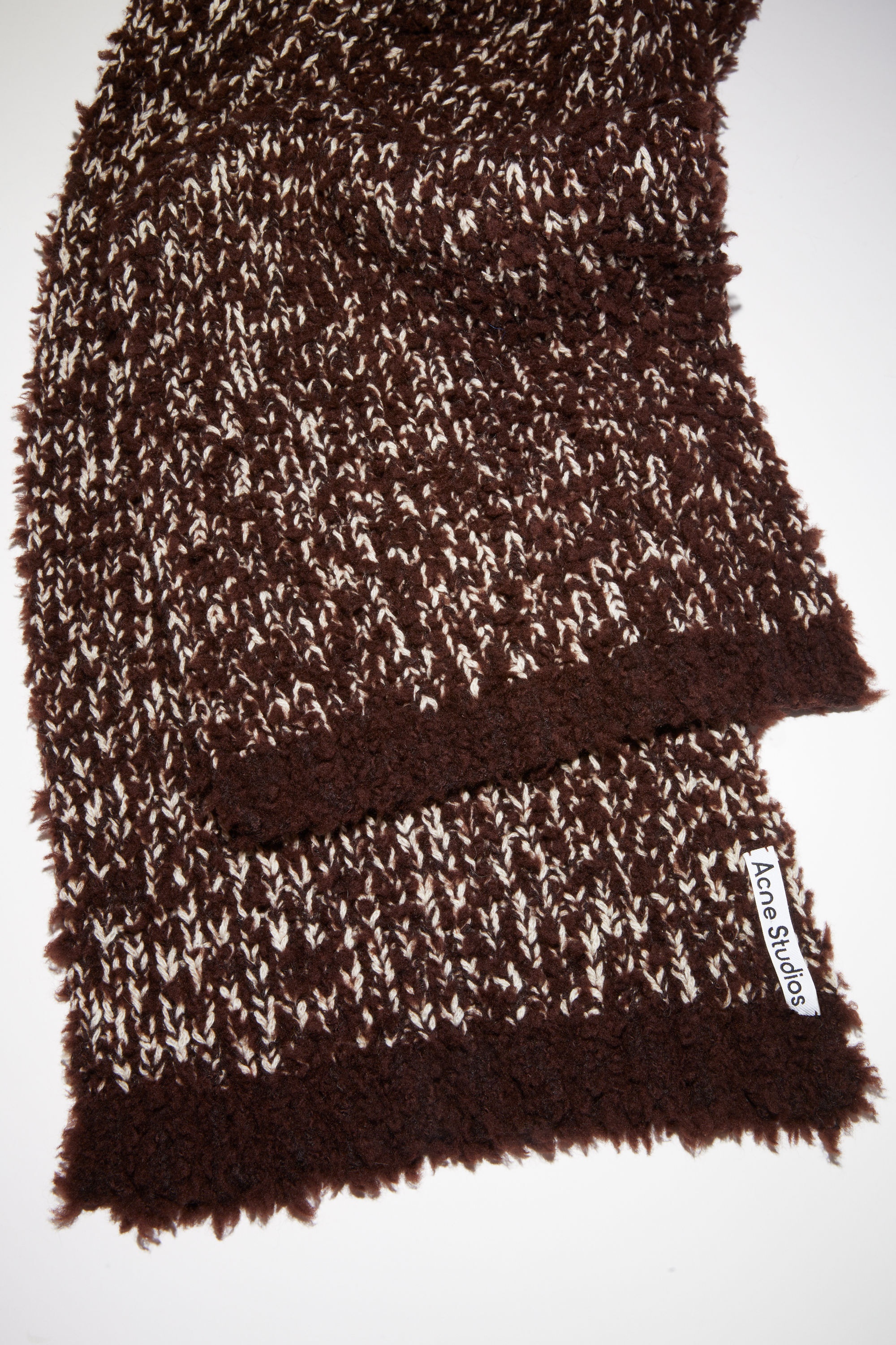 Tufted wool-blend scarf - Chocolate brown - 4