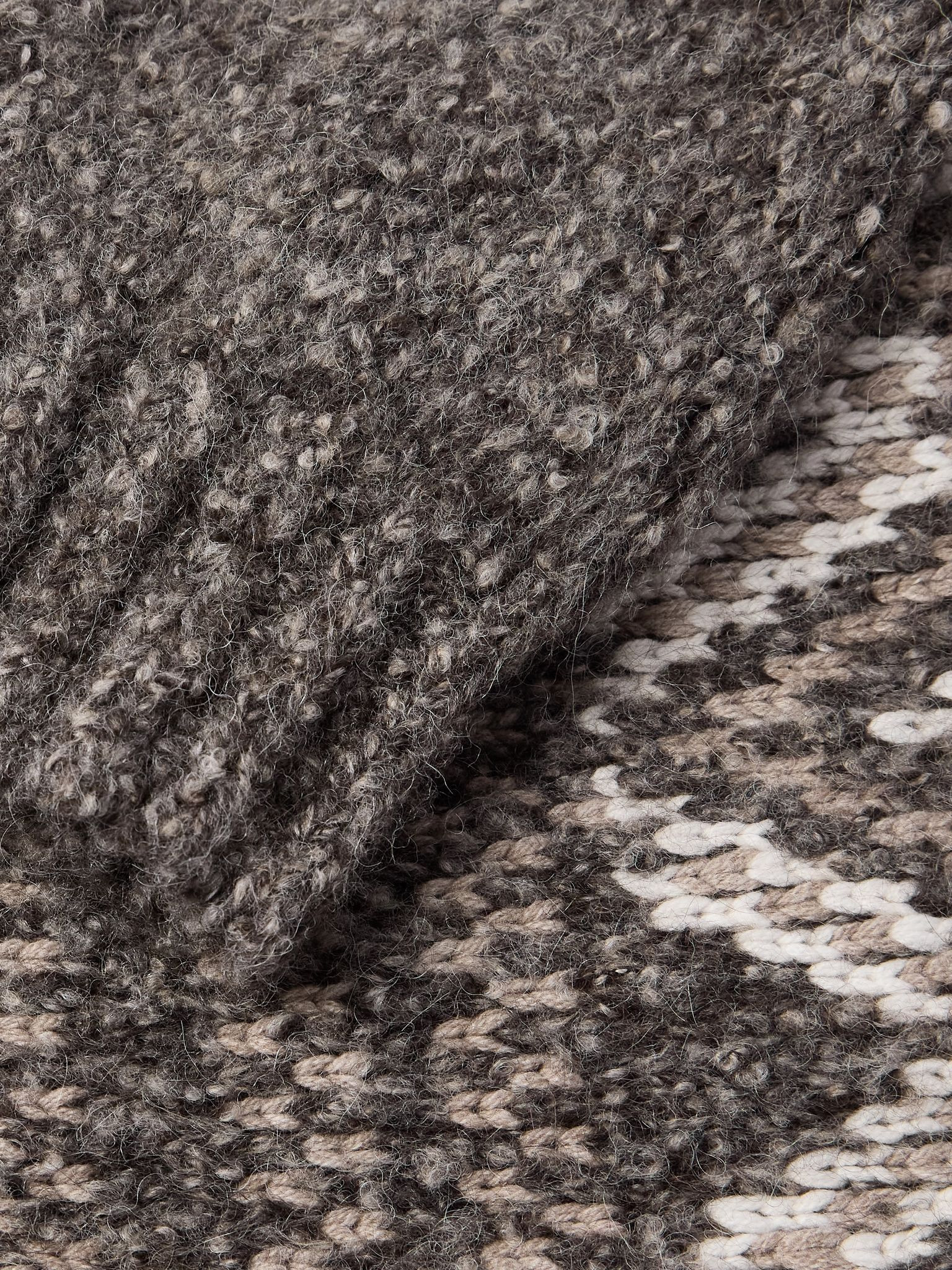 Shawl-Collar Fair Isle Alpaca-Blend Cardigan Gray - 5