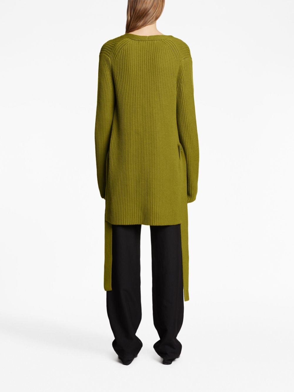 ribbed-knit belted cardigan - 4