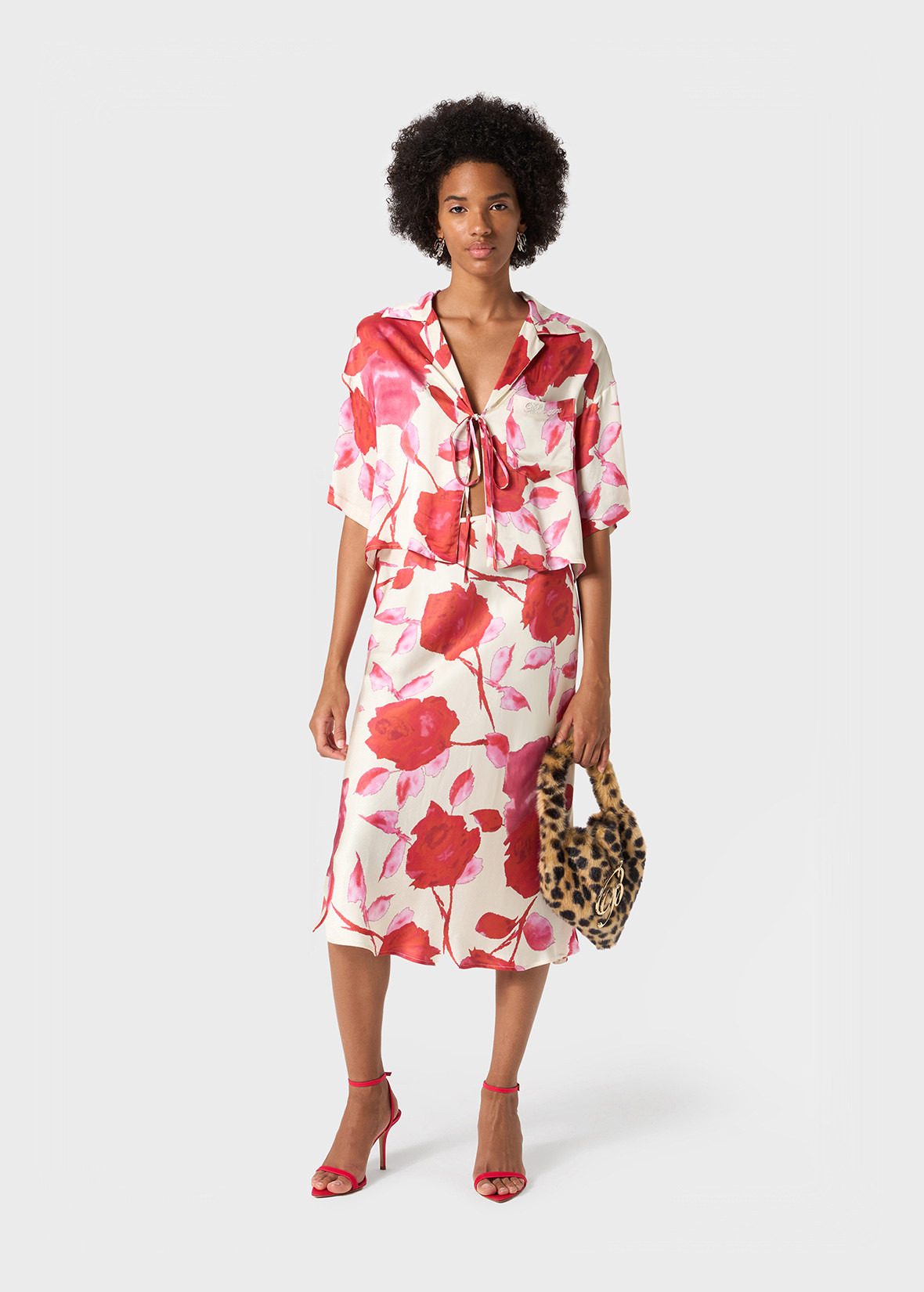 PRINTED SATIN MIDI SKIRT - 2