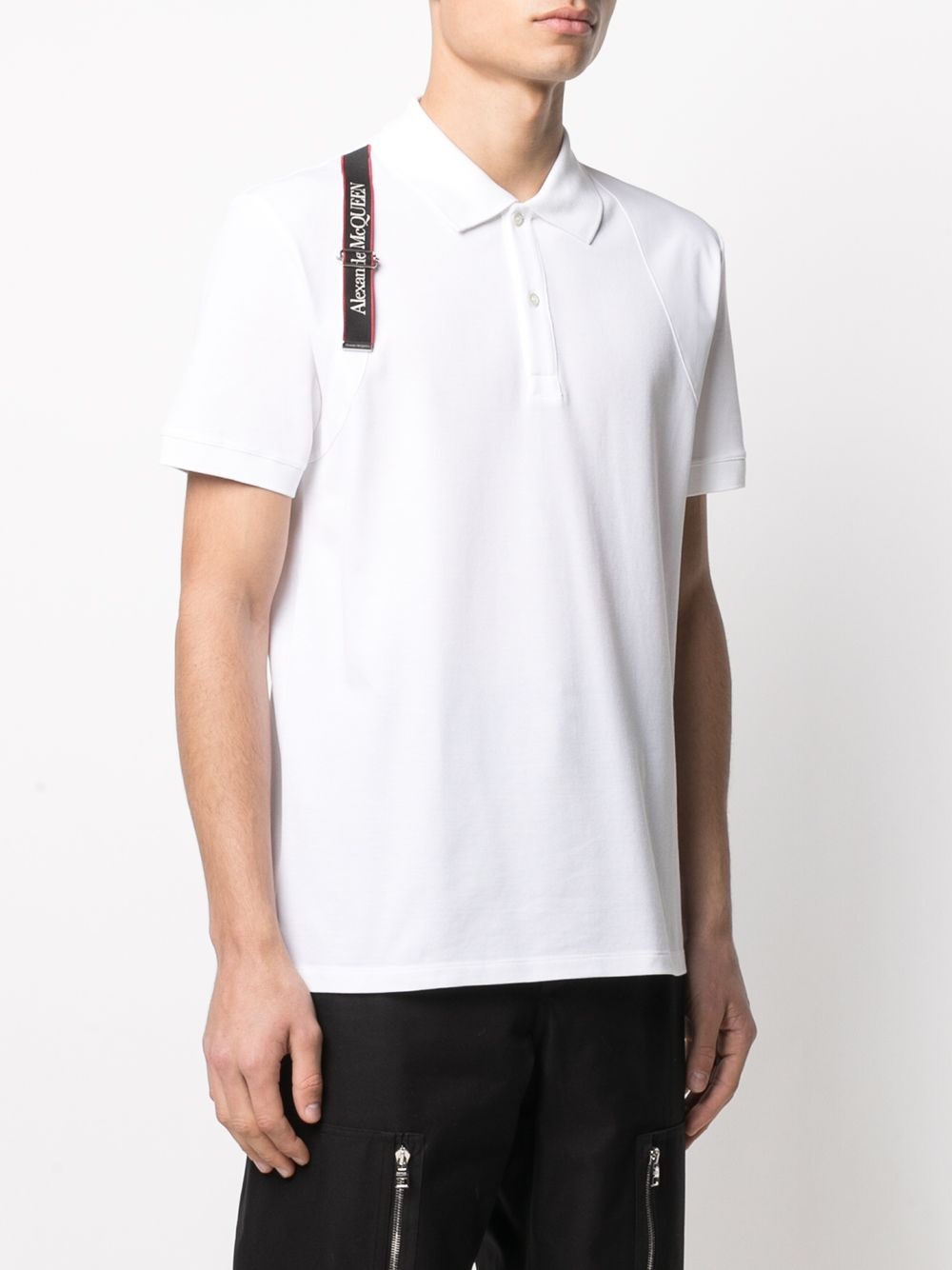 logo-strap pique polo shirt - 3